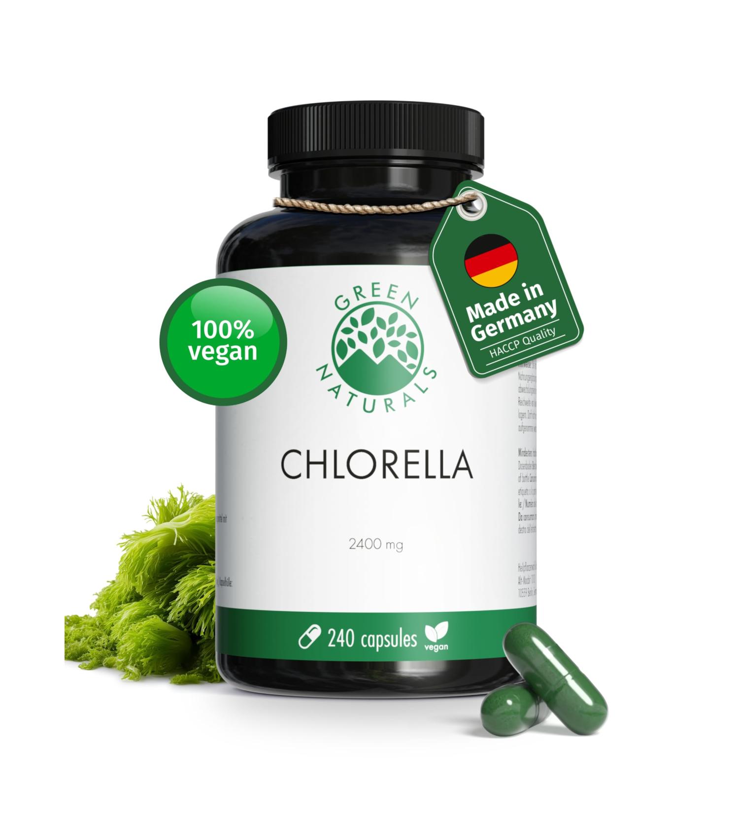 Chlorella 2400mg - 240 High Dosage Capsules - Pure Chlorella Powder Vegan Gluten Free and Additive Free - Supply for 2 Months - Buy Online on GoSupps.com