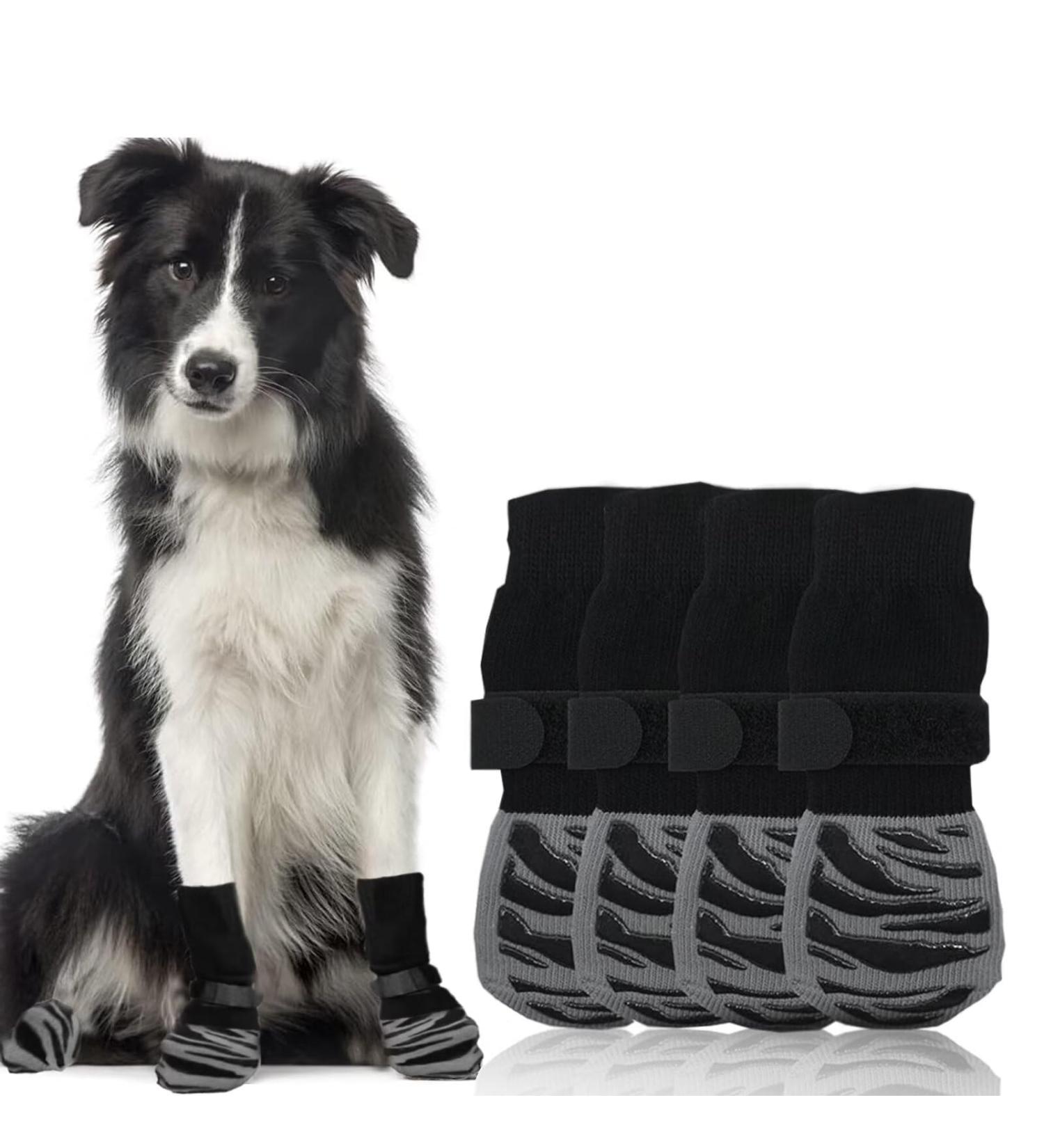Stripes Waterproof and Anti-Slip Dog Socks for Hardwood Floors Extra Thick Grip Works Prevents Licking Slipping Injuried for Dog Paw Protection(L) - Buy Online on GoSupps.com