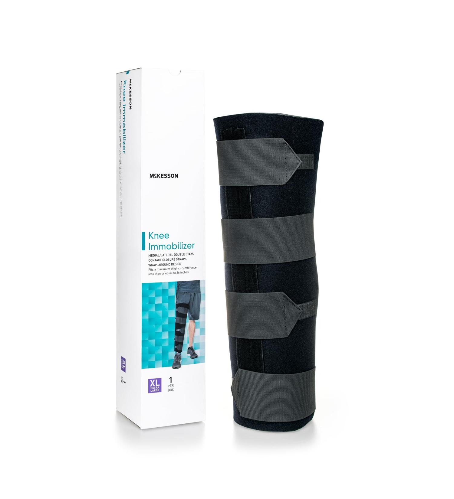 McKesson Knee Immobilizer Brace - Extra Large Plus Size, Adjustable Leg Straightener for Women and Men | Fits Left or Right Leg - 22 | 1 Count - Buy Online on GoSupps.com