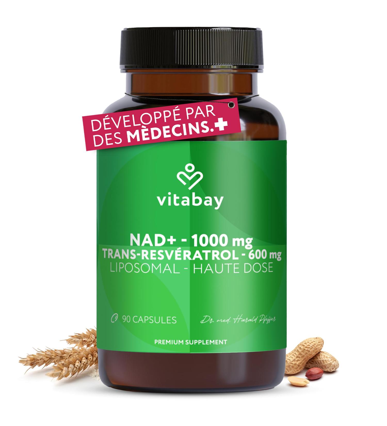 Vitabay NAD+ Liposomal 1000mg & Trans-Resveratrol 600mg - 90 Softgels V g talien - Haute Dose Test en Laboratoire - Suppl ment NAD Liposomal Biodisponibilit Optimis e - Buy Online on GoSupps.com