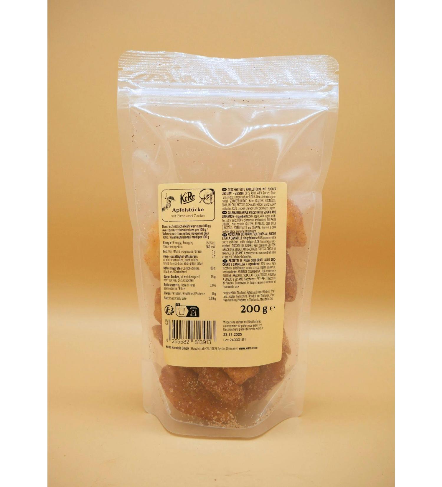 KoRo - Apfelst cke mit Zimt und Zucker 1 kg - Fruchtig-s ßer Snack aus pfeln in Vorteilspackung - Buy Online on GoSupps.com