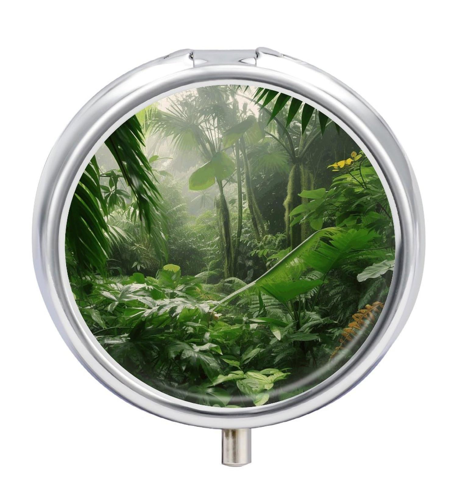 Travel Pill Box - 3 Compartment Tropical Rainforest Organizer | Portable Pill Case for Handbag & Pocket - Buy Online on GoSupps.com