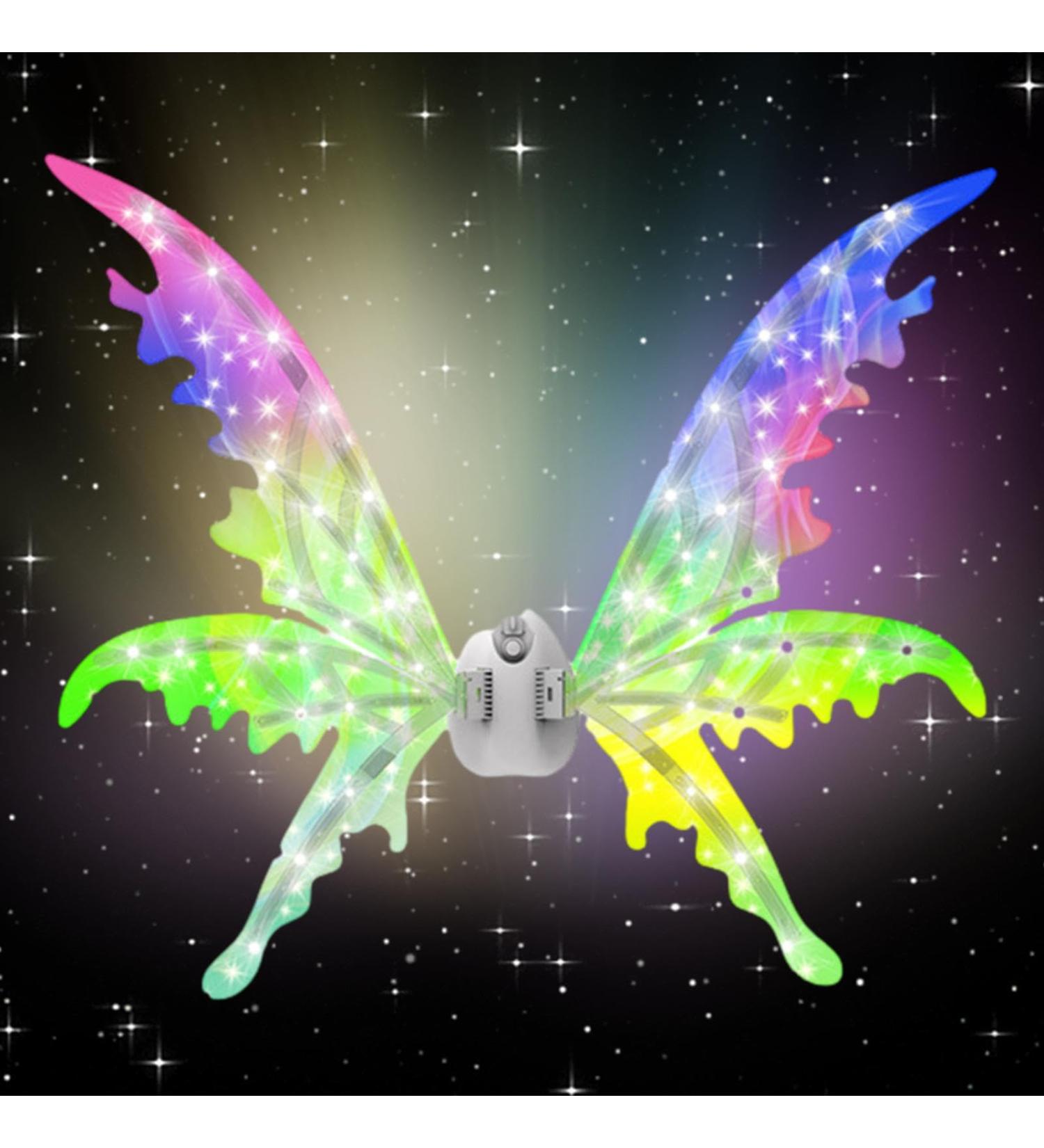 Light Up Fairy Wings Little Girls Butterfly Wings for Halloween - Modern Wings with Glitter for Artistic Photography Theatrical Performance Dress Up Rowces English Color Box Rechargeable Version  - Buy Online on GoSupps.com