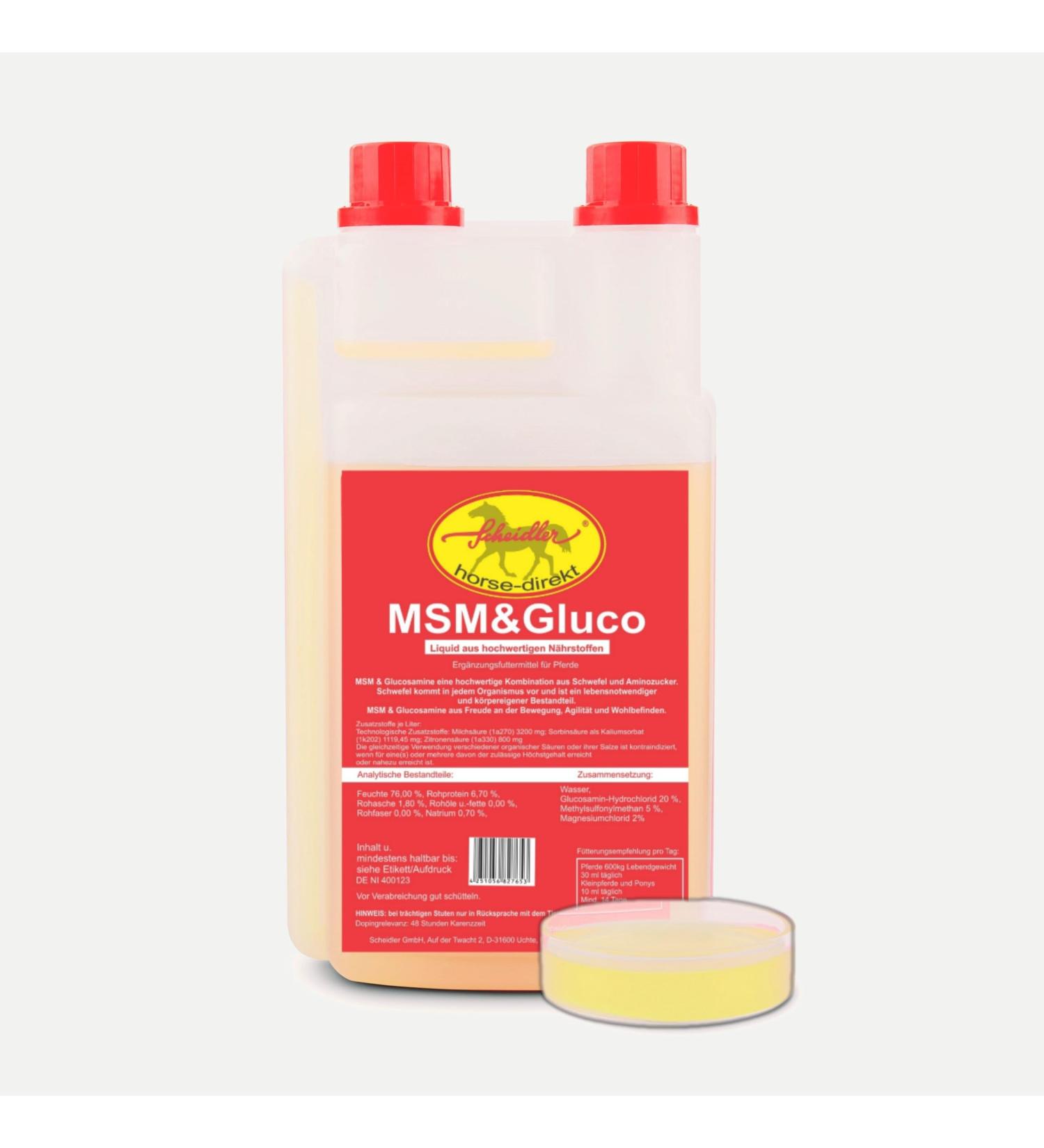 Scheidler Horse-Direkt MSM & Glucosamine Liquid 1L - Joint Support for Horses & Ponies - International Shipping Available - Buy Online on GoSupps.com