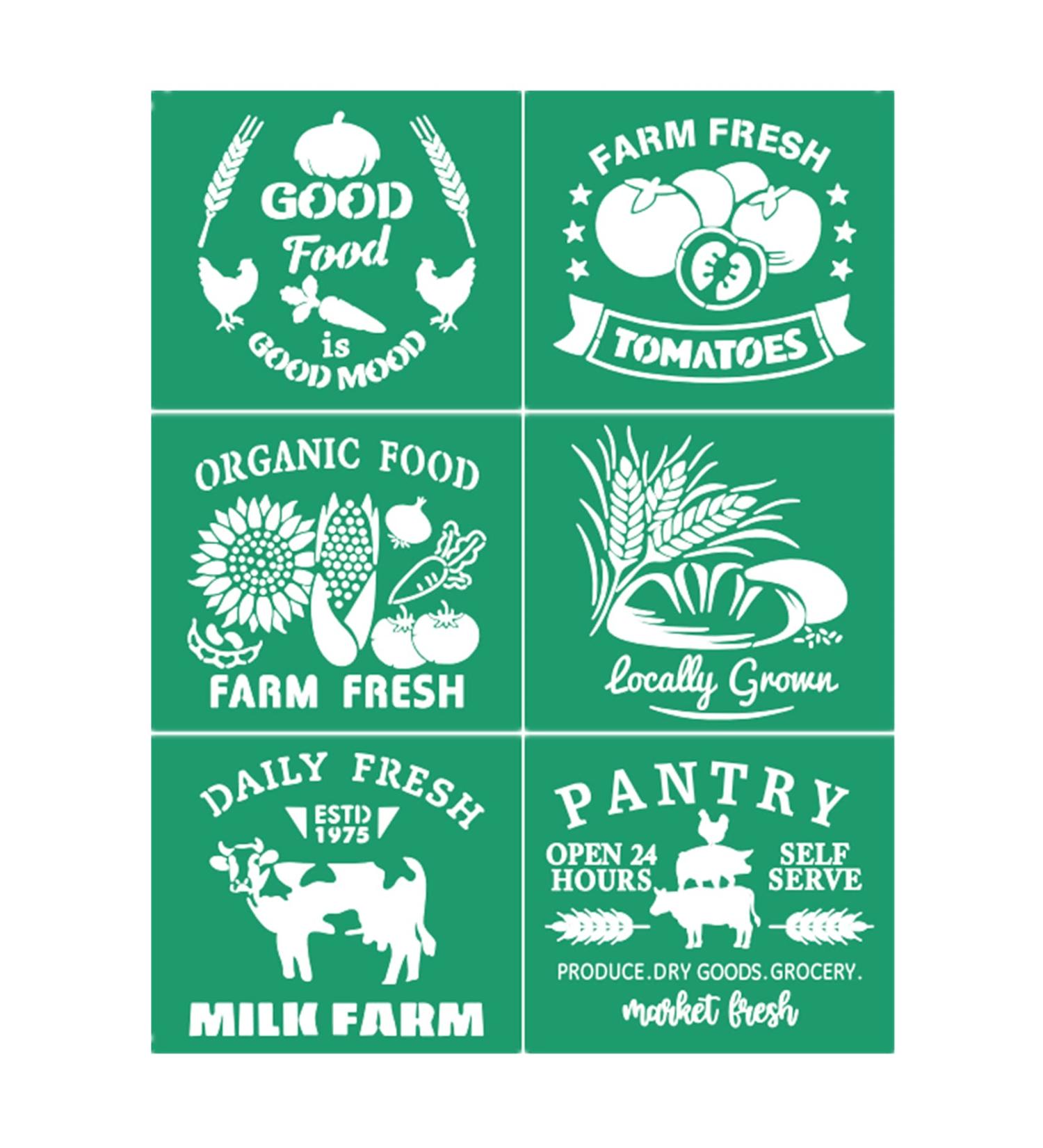 JAJADO French Farmhouse Adhesive Stencils - Reusable Silk Screen Stencil for Farm Fresh Food Market Bakery Grocery - Indoor/Outdoor Home Decoration - Buy Online on GoSupps.com