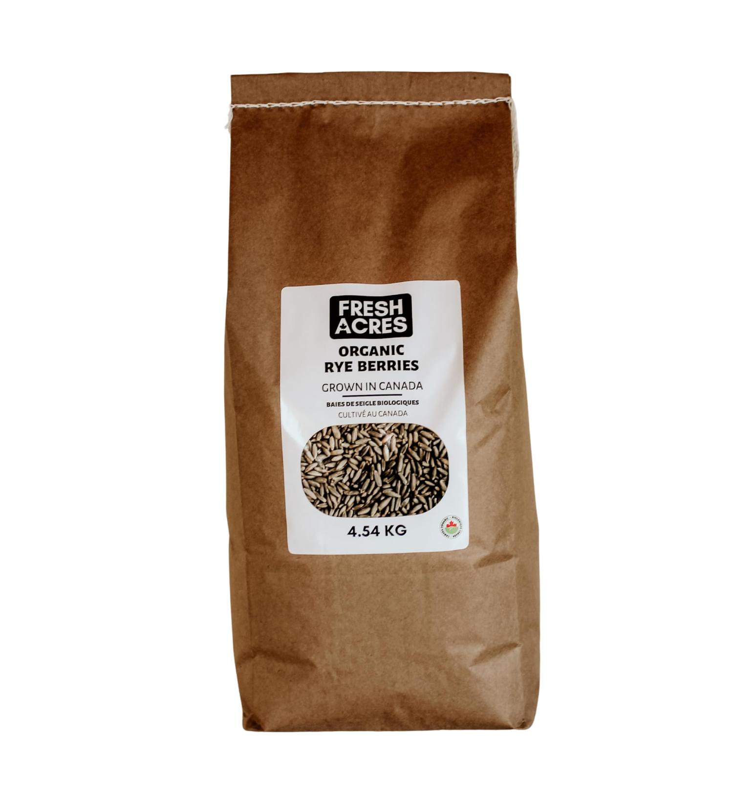 Organic Rye Berries Canadian Grown Bulk Dry 4.54 Kg Fresh Acres - Buy Online on GoSupps.com