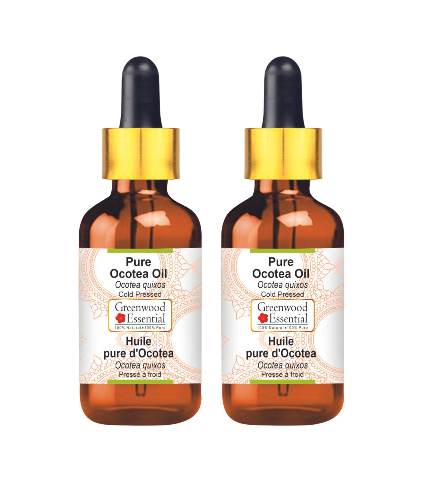 Greenwood Essential Pure Ocotea Oil (Ocotea quixos) with Glass Dropper Cold Pressed (Pack of Two) 100ml X 2 (6.76 oz) - Buy Online on GoSupps.com