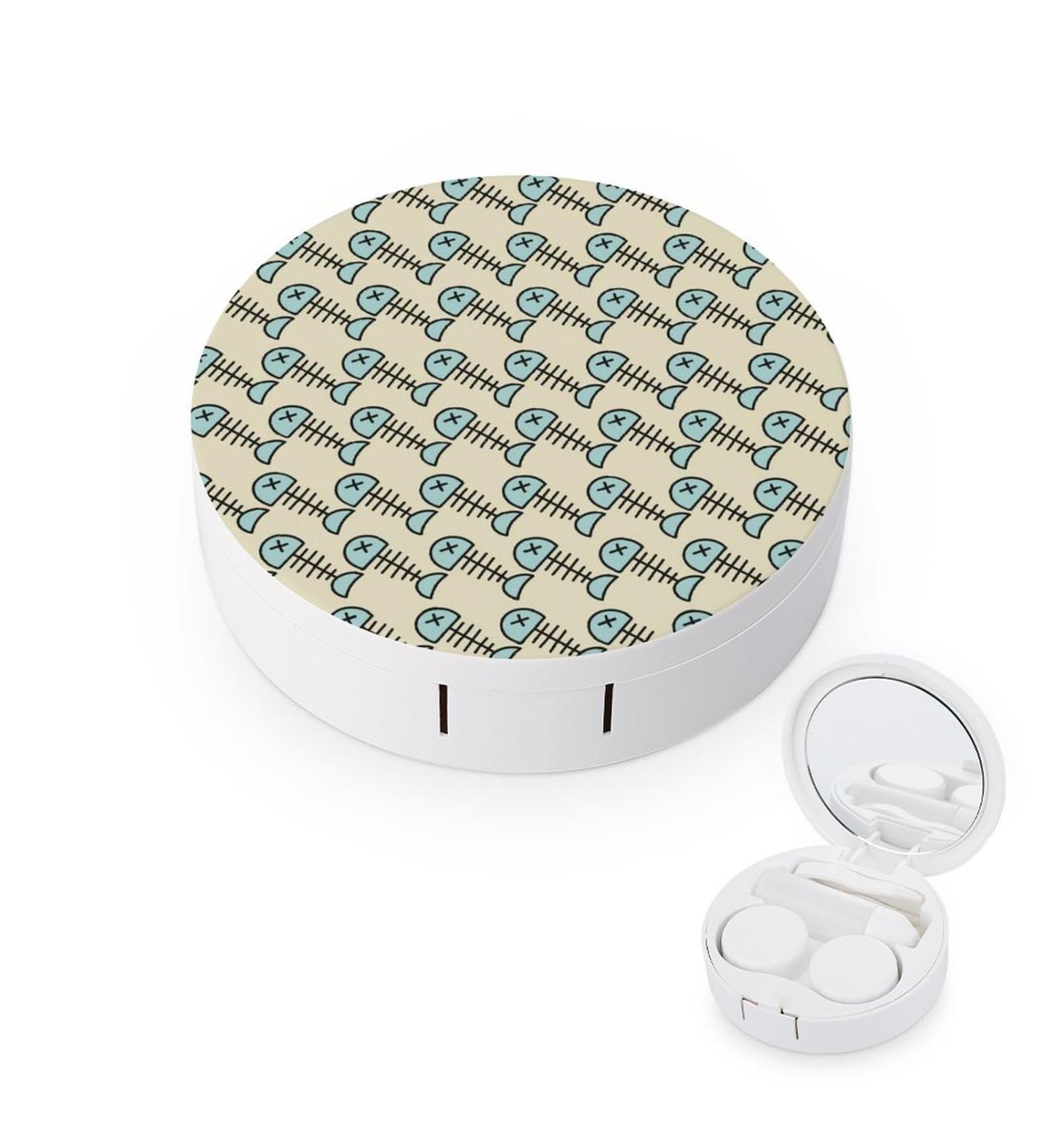 Fish Skeleton Bone Contact Lens Case Portable Travel Box with Mirror for International Shipping - Buy Online on GoSupps.com