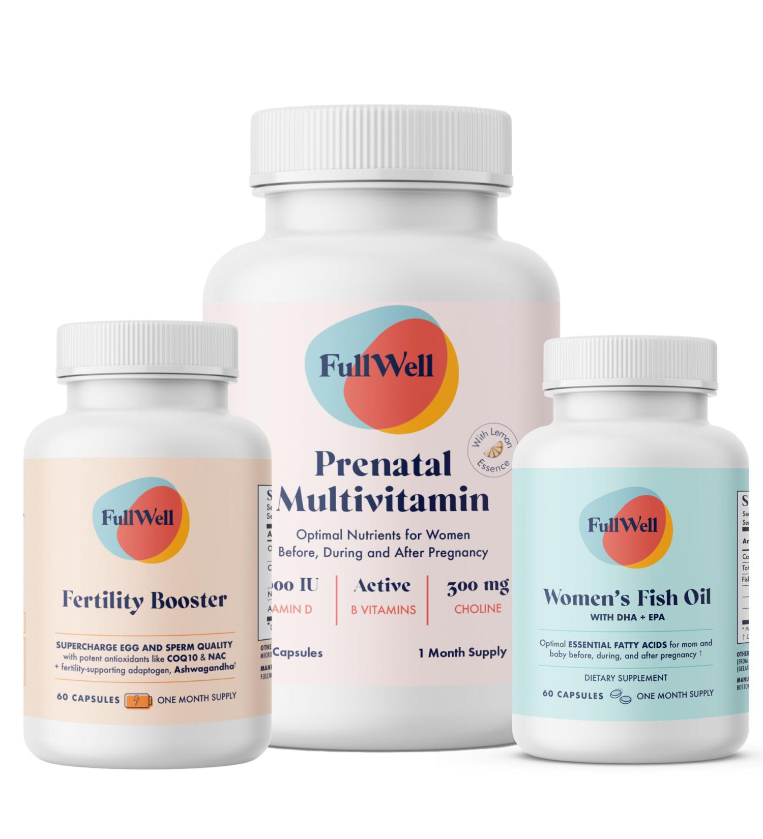 Fertility Trio: Prenatal Vitamin with DHA & Fertility Booster | 26+ Nutrients Dietitian-Formulated Non-GMO - 30 Servings Lemon Essence - Buy Online on GoSupps.com
