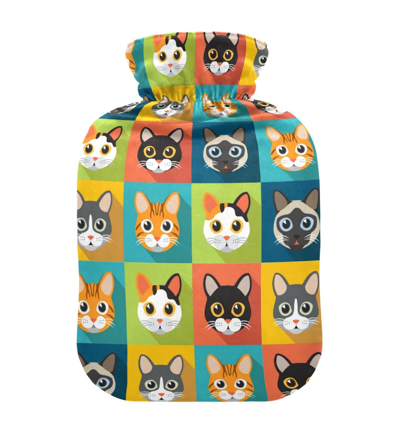Buy Cute Colorful Cat Heat Bottle - 1L Hot Water Bottle for Pain Relief & Warmth | Perfect for Sports Injuries & Cozy Comfort - Buy Online on GoSupps.com