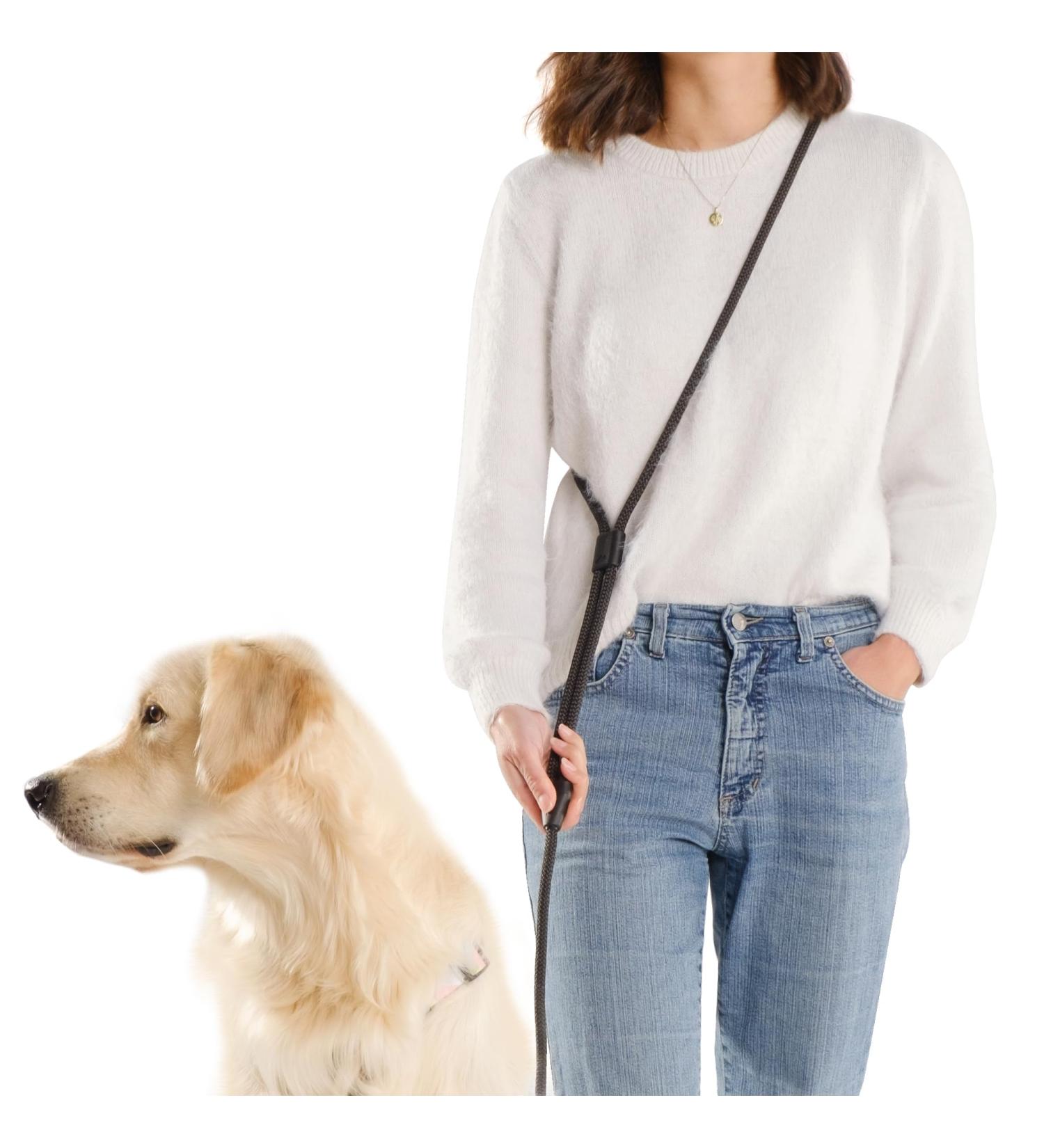 Hands-Free Dog Leash - 2m Adjustable Belly Belt 3-in-1 Running & Training Leash for Large & Small Dogs - Rope Leash in Black - Buy Online on GoSupps.com