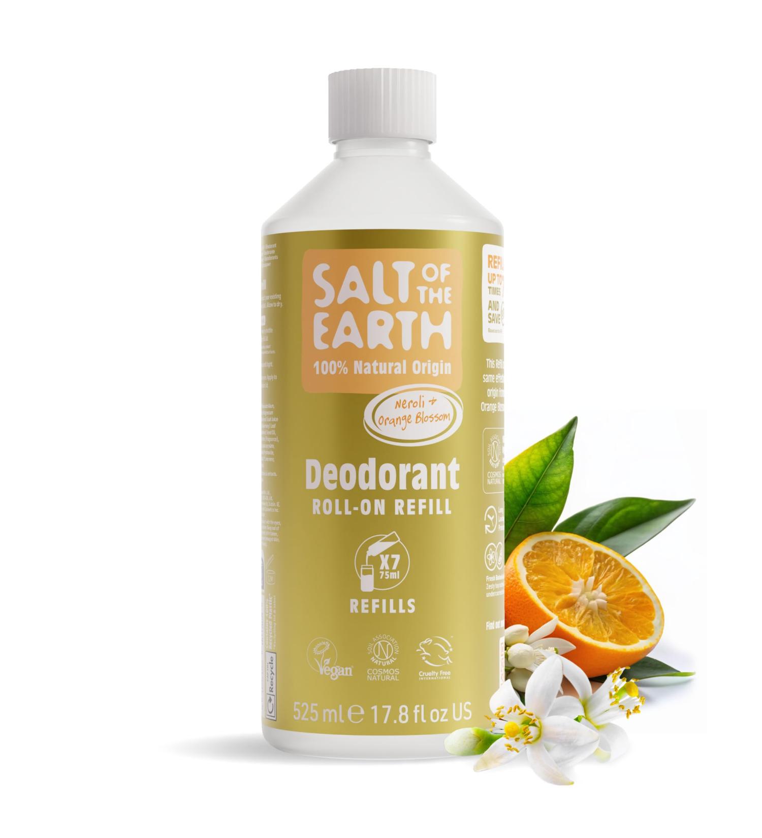  Salt Of the Earth Salt Of the Earth Natural Roll-On Deodorant Refill by Salt of the Earth Neroli & Orange Blossom - Vegan Long Lasting Protection Jumping Rabbit Approved Made in the UK - 530ml - Buy Online on GoSupps.com