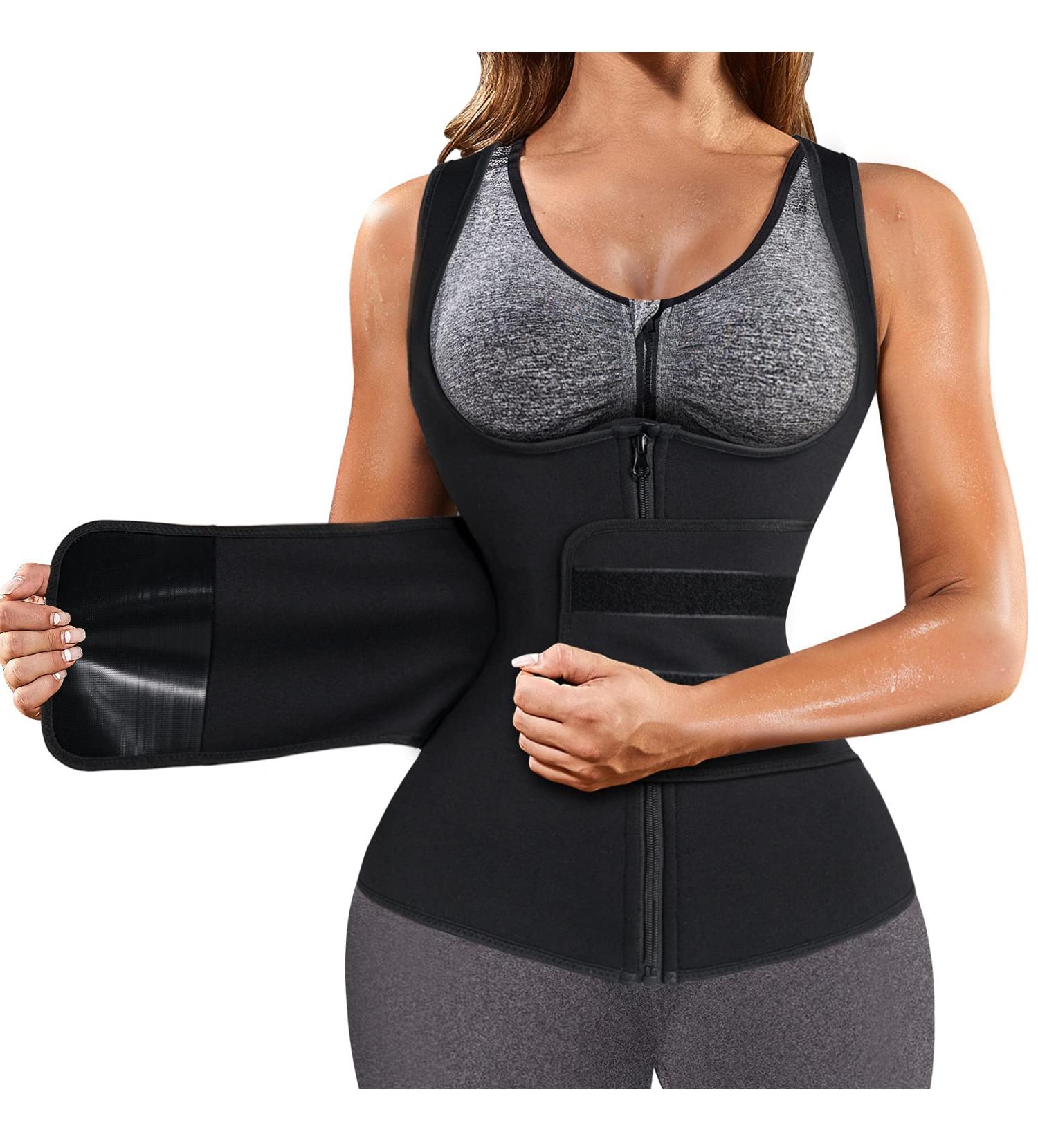 GAODI Women Waist Trainer Vest Black Neoprene Sauna Tank Top - Medium, Zipper Closure, Body Shaper for Weight Loss - Buy Online on GoSupps.com