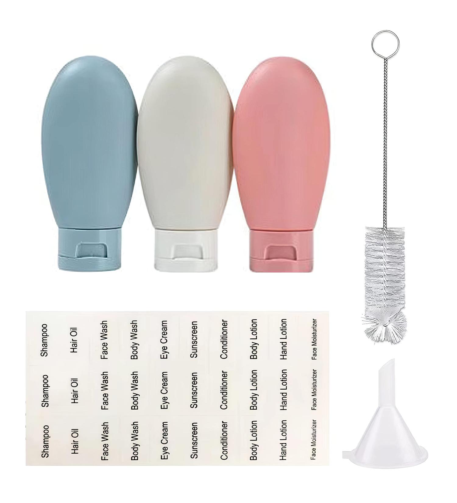 Travel Bottles Kit with Toiletry Bag - Leakproof and Squeeze Bottles for Shampoo, Conditioner, Lotion - 6 Pack - Buy Online on GoSupps.com