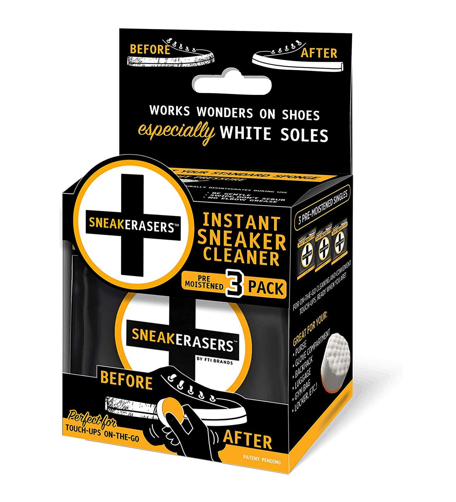 SneakERASERS Instant Sole and Sneaker Cleaner - 3 Pack - Dual-Sided Sponge for Cleaning & Whitening Shoe Soles - Buy Online on GoSupps.com