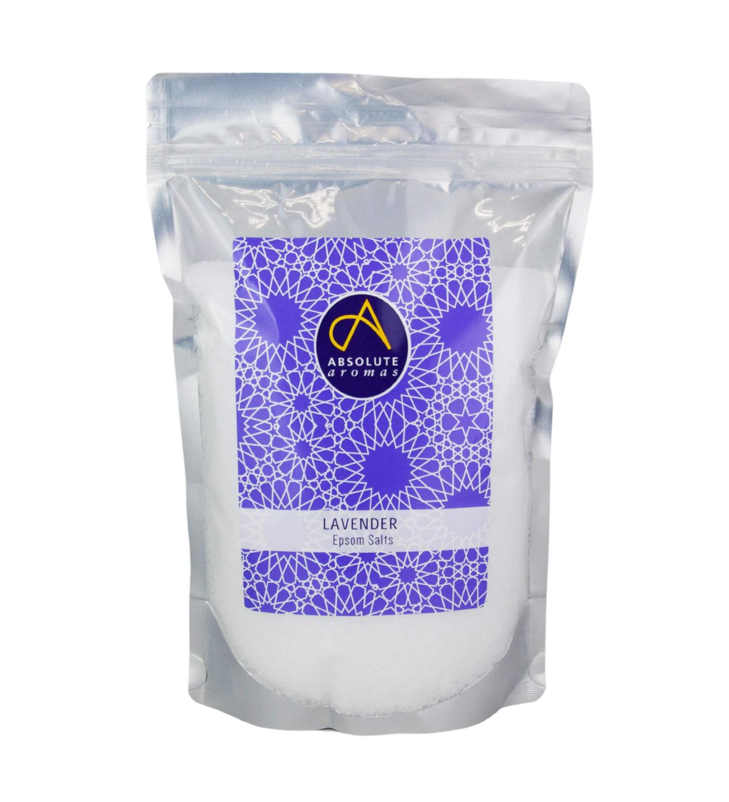 Absolute aroma lavender epsom salt 1 kg - magnesium sulfate - Relaxing salts for the bathroom - soak and soak and relax muscles and feet