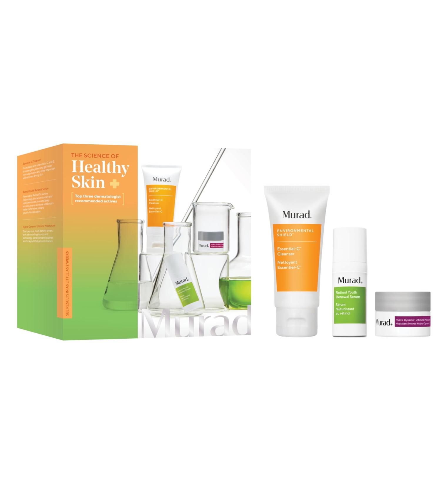 Murad Top 3 Derm-Recommended Actives Trial Kit - Daily Skincare Regimen | Cleanser Retinol Serum & Moisturizer - $58 Value - Buy Online on GoSupps.com