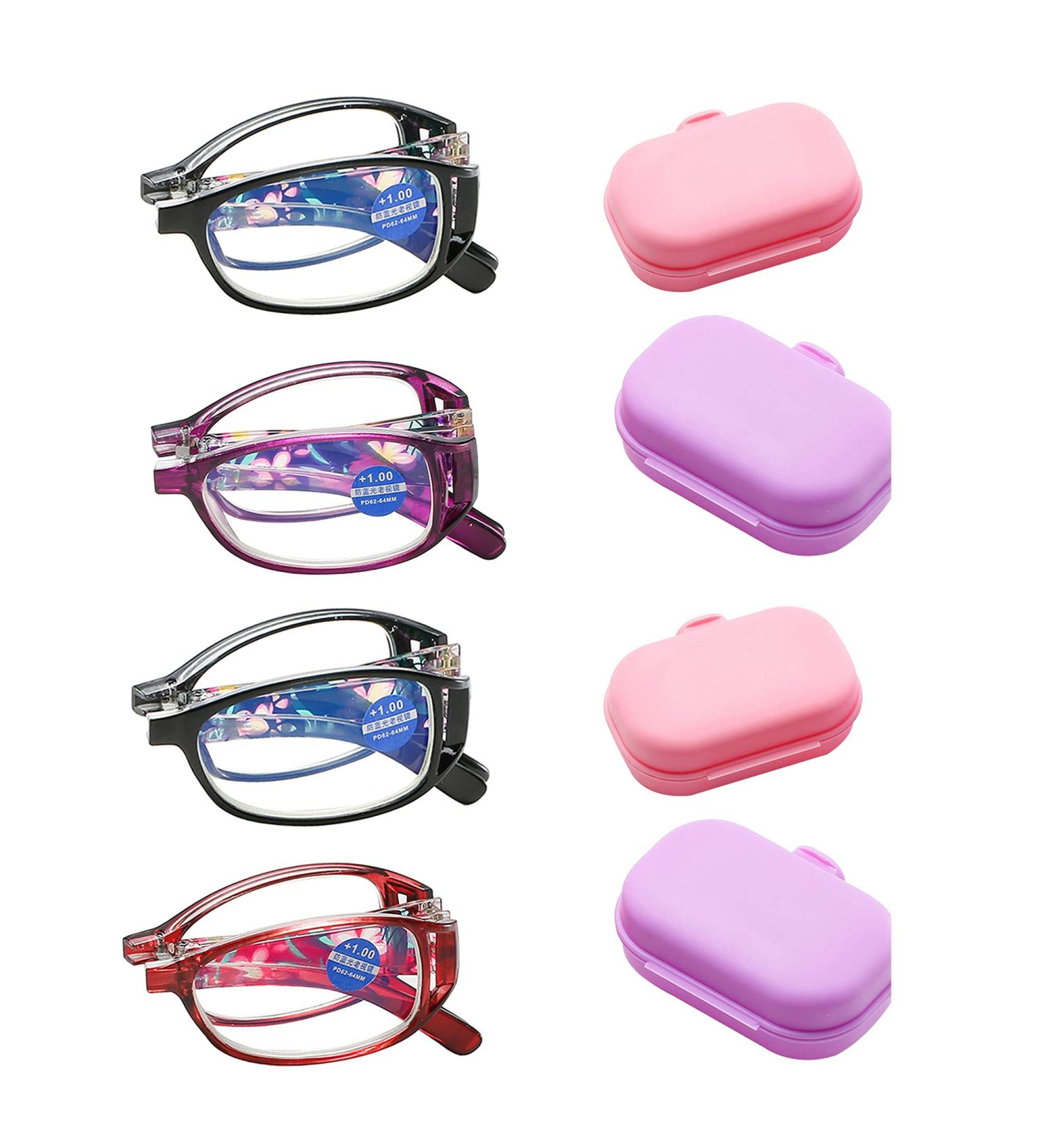 Joxigo 4 St ck Frauen Lesegl ser Anti-Blaulicht Faltbare kompakte Brillen mit Etui f r 55-59 Jahre - Buy Online on GoSupps.com