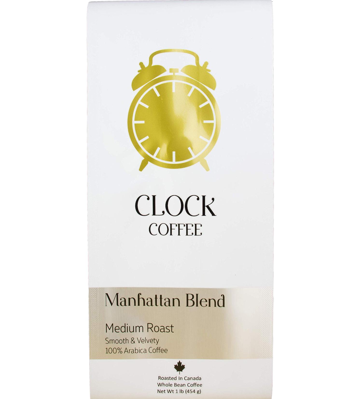 Clock Coffee Manhattan Blend Medium Roast Whole Bean 1 lb (454 g) 100% Arabica Coffee 454 g (Pack of 1) Medium Roast - Buy Online on GoSupps.com