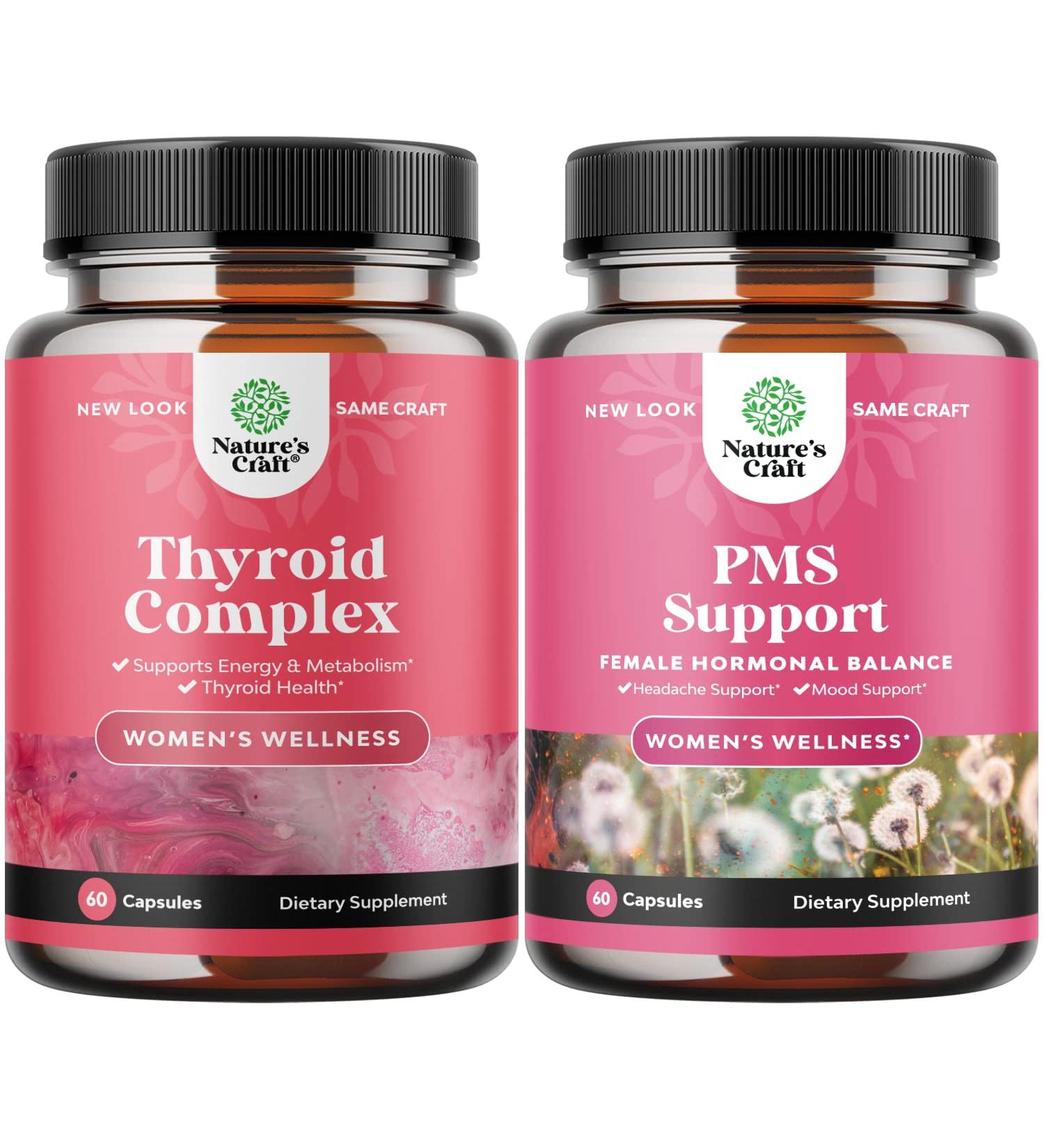 Herbal Hormone Balance Bundle for Women - PMS Relief & Thyroid Support - Adaptogenic Complex with Energy Vitamins & Calming Herbs - Buy Online on GoSupps.com