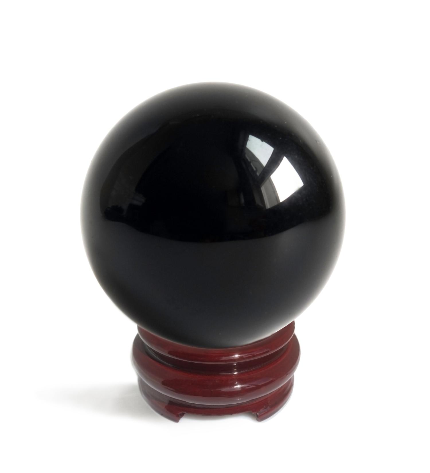 Mina Heal 150mm Obsidian Crystal Ball for Feng Shui Meditation & Interior Decor - 100% Authentic Fortune Teller Stone - Buy Online on GoSupps.com