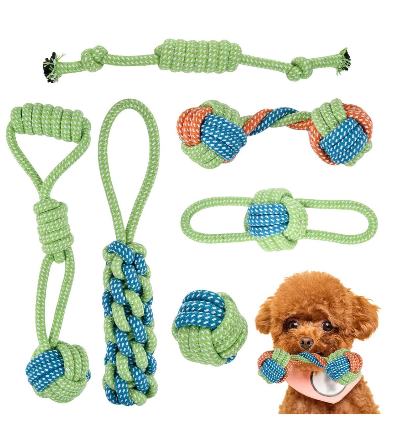 Dog Rope Toys Puppy Toys 6PCS Small Dog Cotton Rope Chewing Toys Puppy Dog Chew Toys Teething Training Dog Tug Rope Interactive Dog Rope Toys Indestructible Natural Cotton Rope for Small Medium Dogs - Buy Online on GoSupps.com