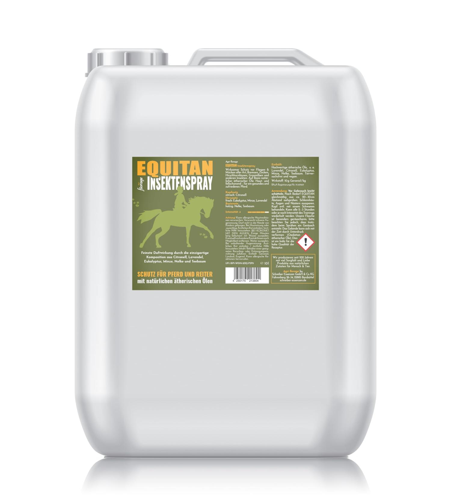 Florage Equitan Insect Spray 10L Canister | Natural Essential Oil Protection for Horses & Riders | Vegan Effective Against Flies Mosquitoes Ticks - Buy Online on GoSupps.com