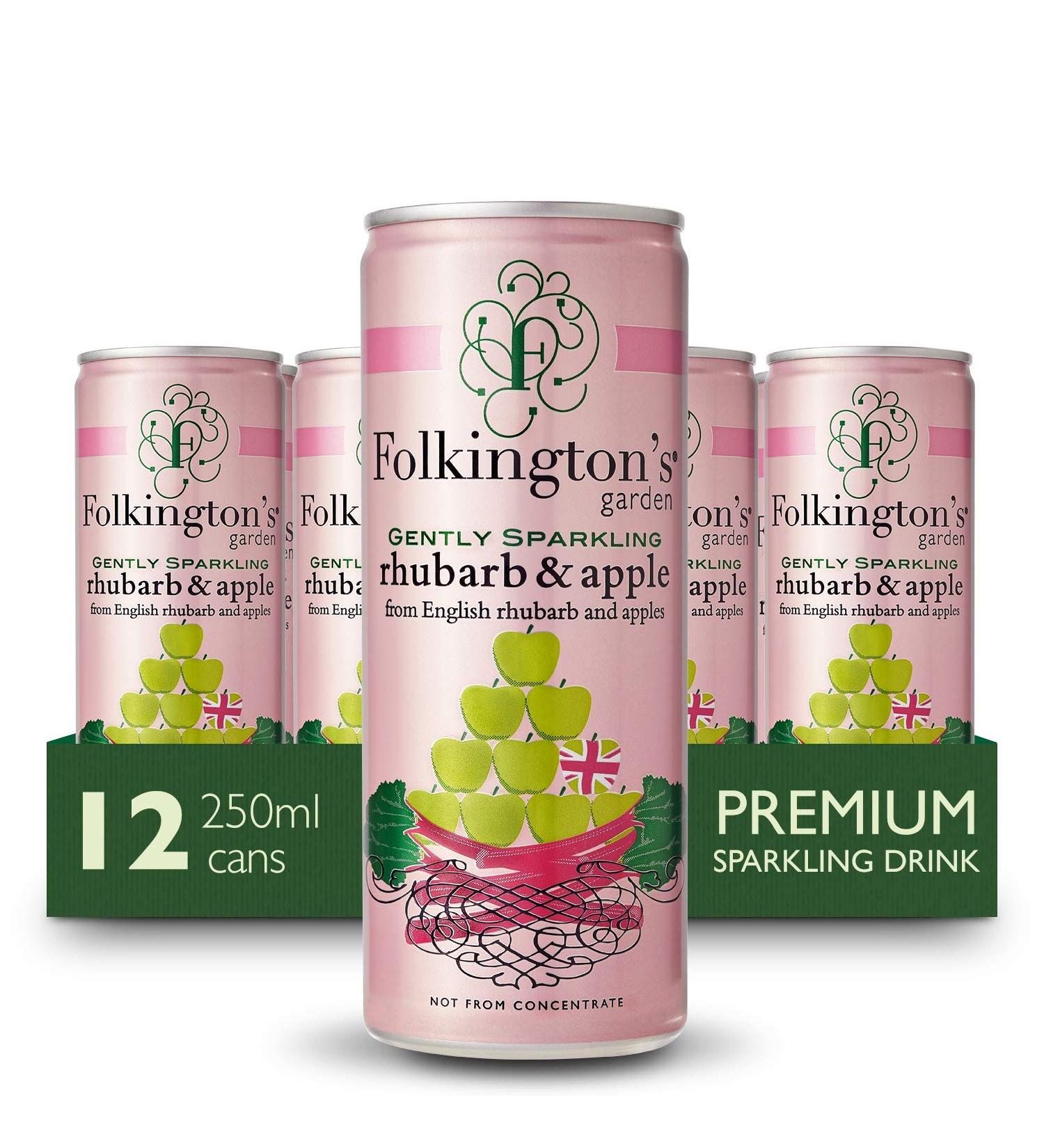 Folkington's Rhubarb & Apple Press 12-Pack Sparkling Soft Drink - Ideal Cocktail & Gin Mixer | 12 x 250ml - Buy Online on GoSupps.com