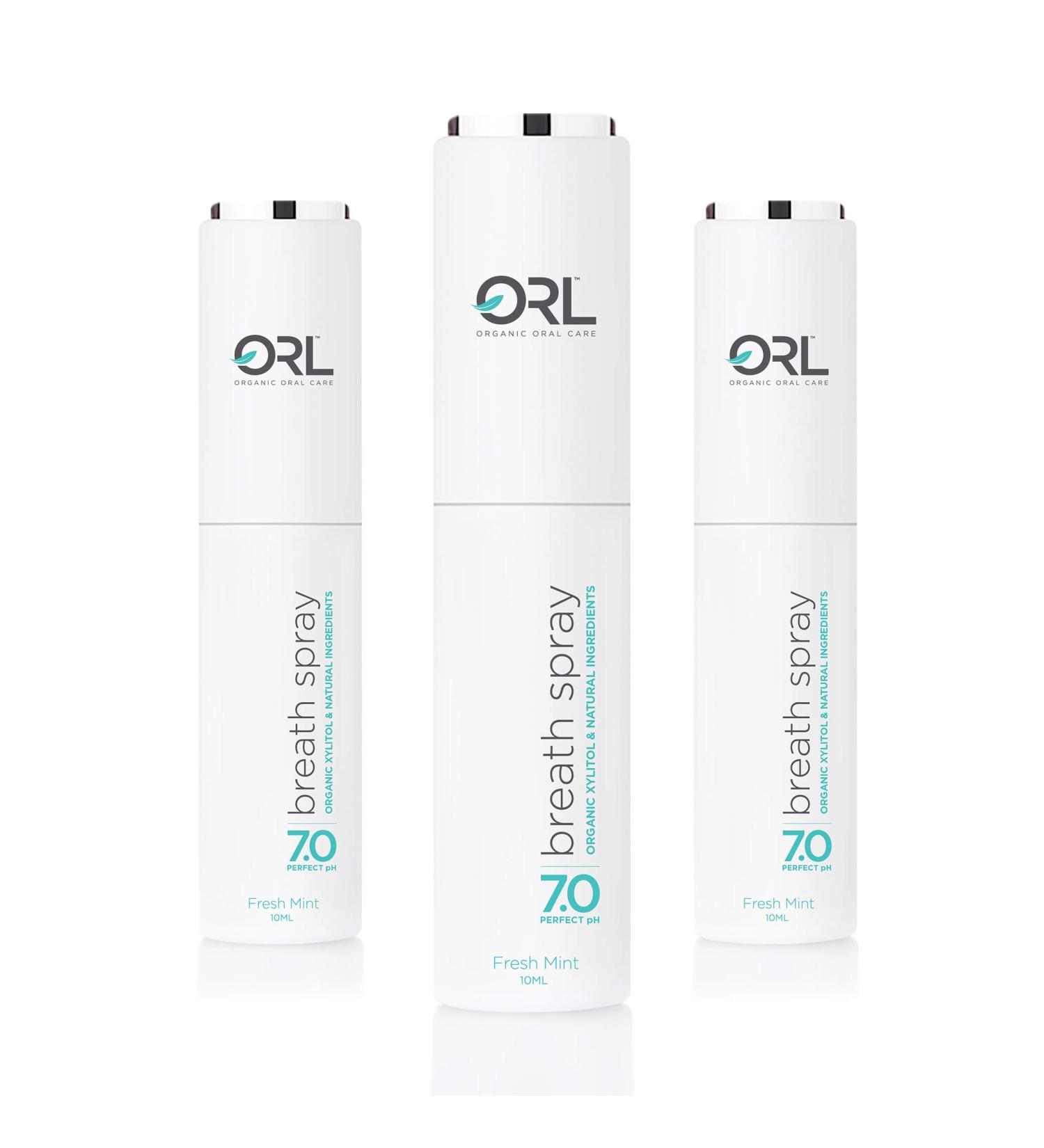 ORL Natural Breath Freshener Spray Fresh Mint 3 Pack Made in The USA Organic Xylitol Natural Fresh Breath Plant-Based Essential Oils Elevated Twist Top Alcohol-Free Fluoride-Free pH Balanced - Buy Online on GoSupps.com