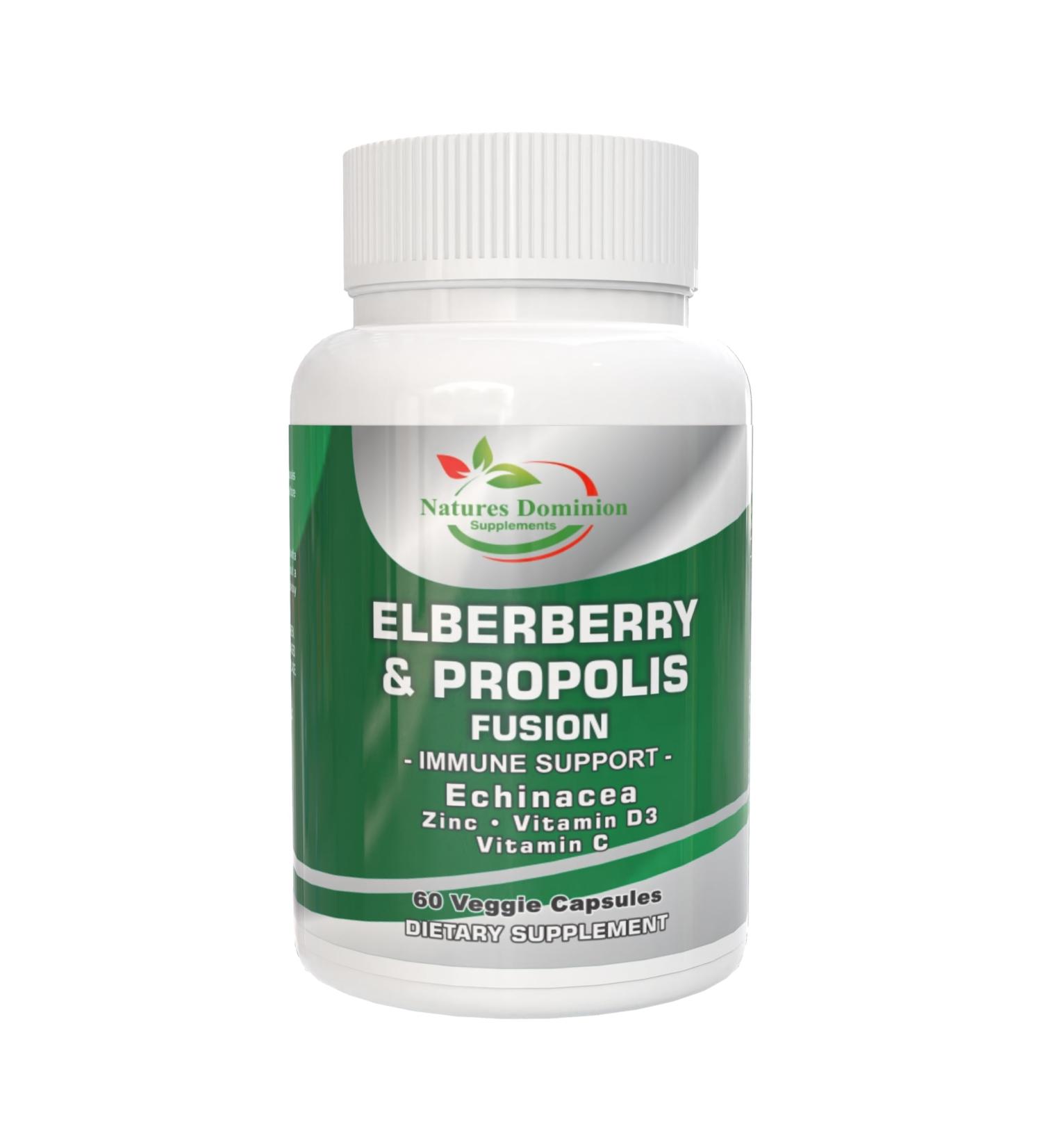 Propolis Organic Elderberry Extract with Echinacea Vitamin D3 Vitamin C and Zinc. Immune Support Supplement with Bee Propolis. Daily Immune Booster. Propolis and Elderberry Fusion - Buy Online on GoSupps.com