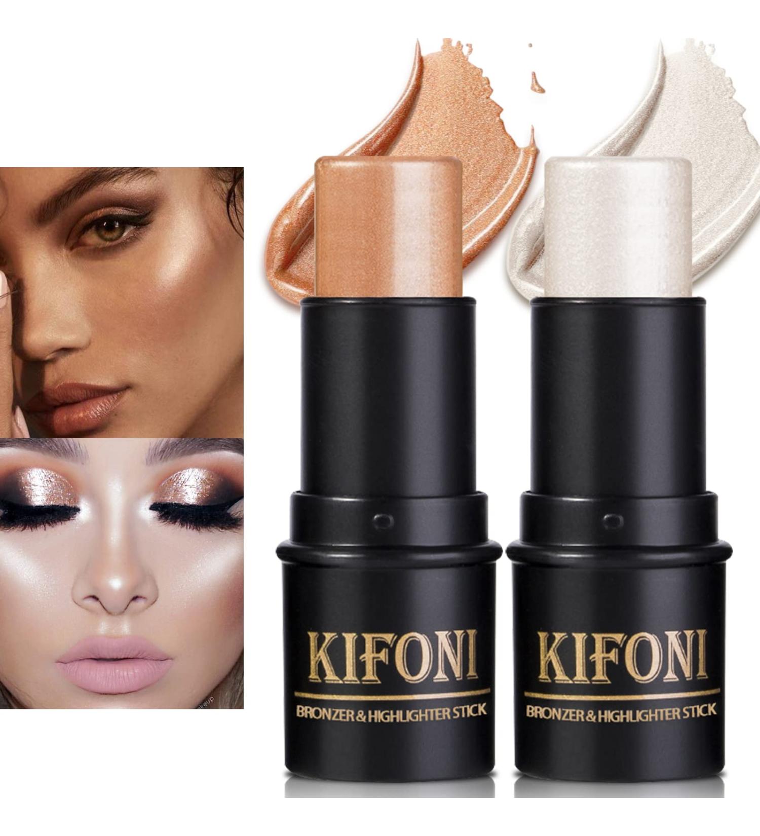 LSxia 2Pcs Highlighter & Contour Stick Makeup Kit - Water-proof, Long Lasting Illuminator & Bronzer Stick for Face Contouring - Buy Online on GoSupps.com