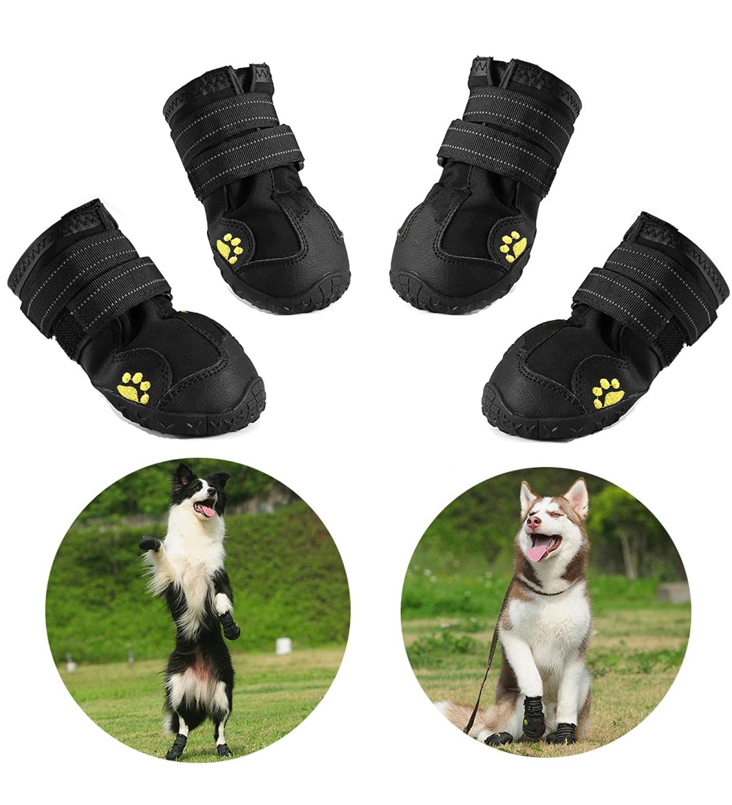 AQH Dog Boots Paw Protector Waterproof Dog Shoes for Outdoor with Reflective Strip Rugged Anti-Slip Rubber Soles (7#) Width Size 7 : 6.6-7.0cm - Buy Online on GoSupps.com