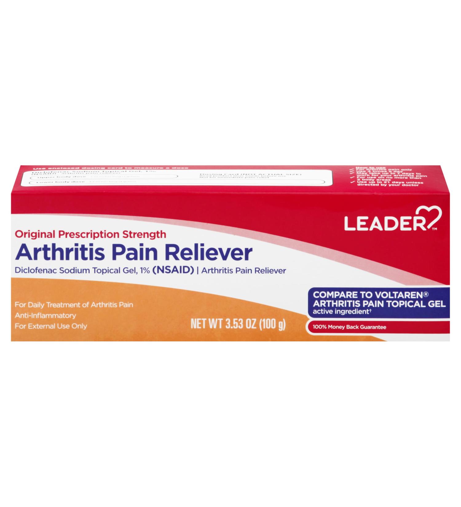 Leader Diclofenac Sodium Gel for Arthritis Pain Relief - Compare to Voltaren 3.53 oz | Fast-Acting Anti-Inflammatory - Buy Online on GoSupps.com