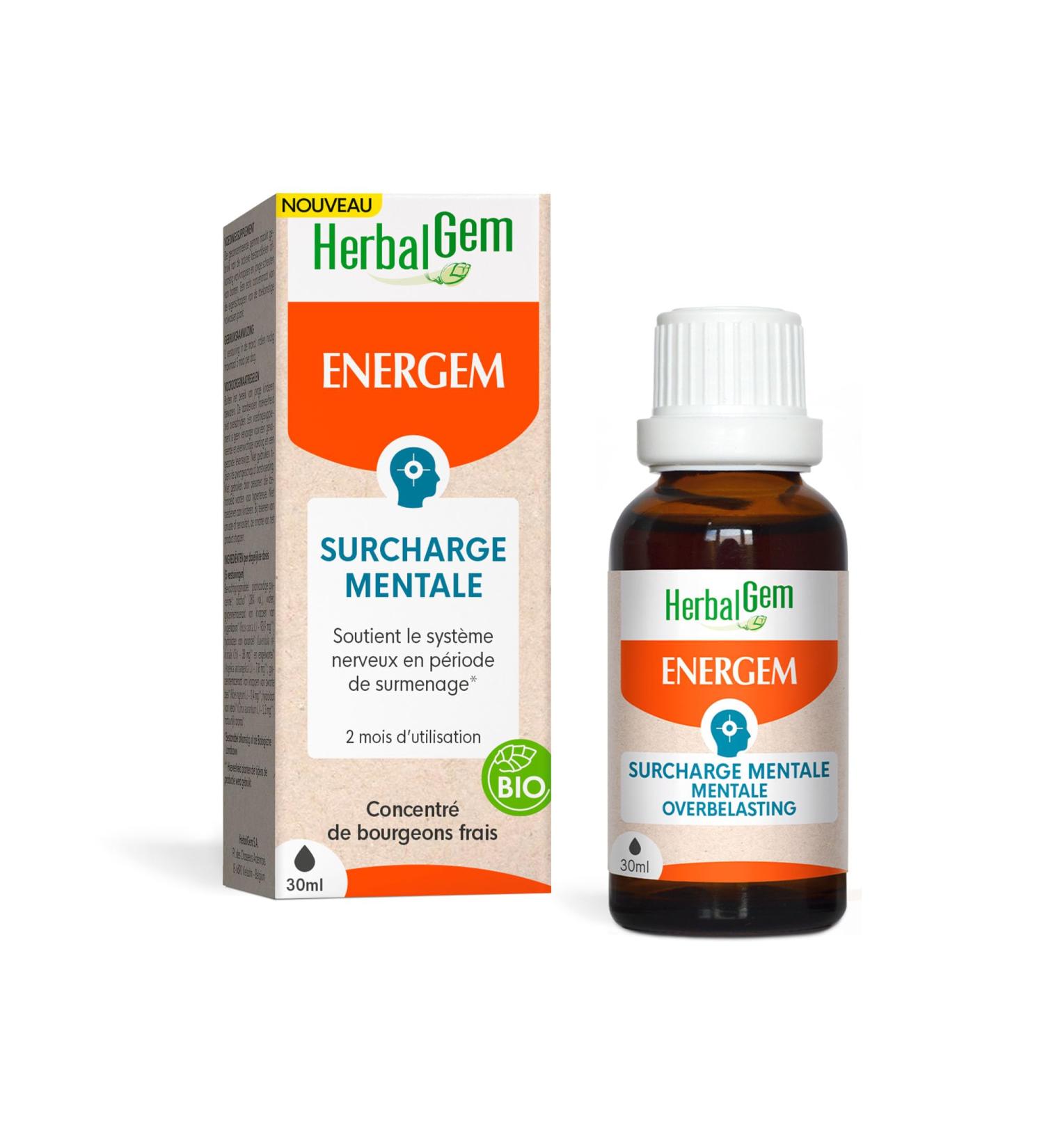Herbalgemm EnerGem Mental Overload Organic - Overwork and Mental Resistance - Food Supplement Gemmotherapy Concentrated - 30 - Buy Online on GoSupps.com