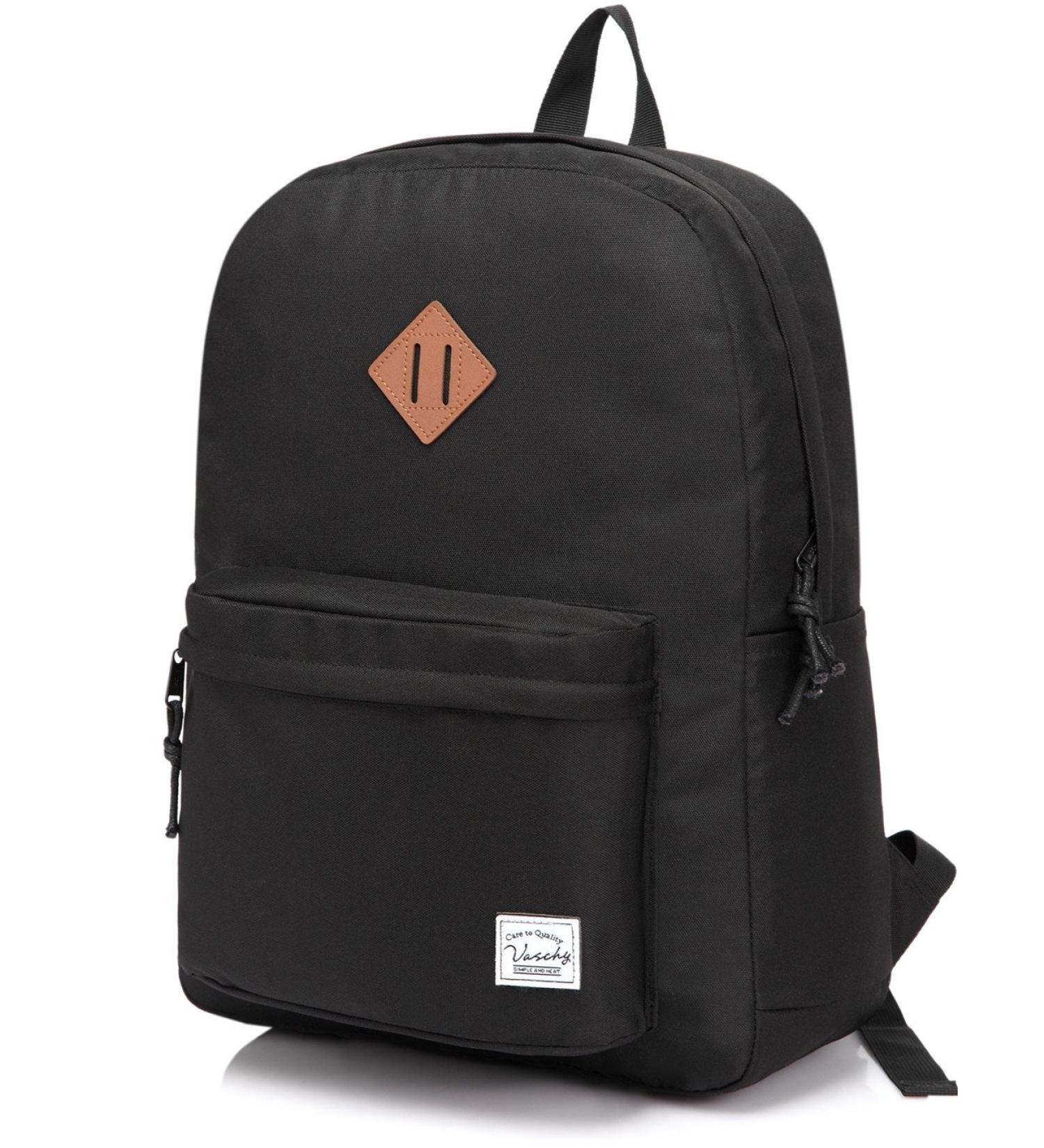 VASCHY Lightweight School Backpack - Water Resistant Casual Daypack for Travel (Black) - Medium Size - Buy Online on GoSupps.com