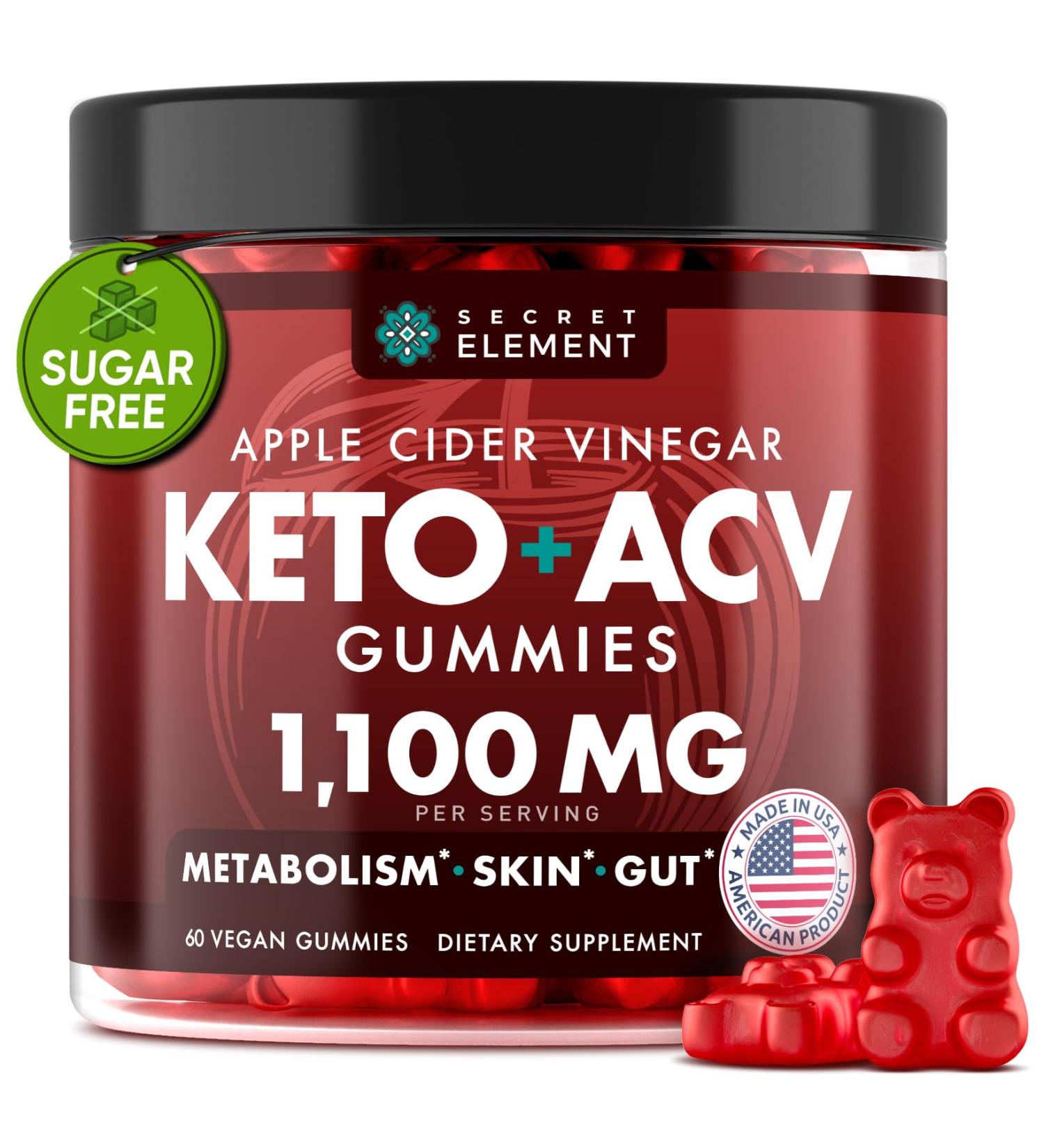 Keto ACV Gummies 1100mg Apple Cider Vinegar Gummies with Prebiotic Superfruits Green Coffee Bean Extract B Vitamins Sugar Free Vegan Non-GMO Cherry Flavor 60 Gummies 60 Count (Pack of 1) - Buy Online on GoSupps.com