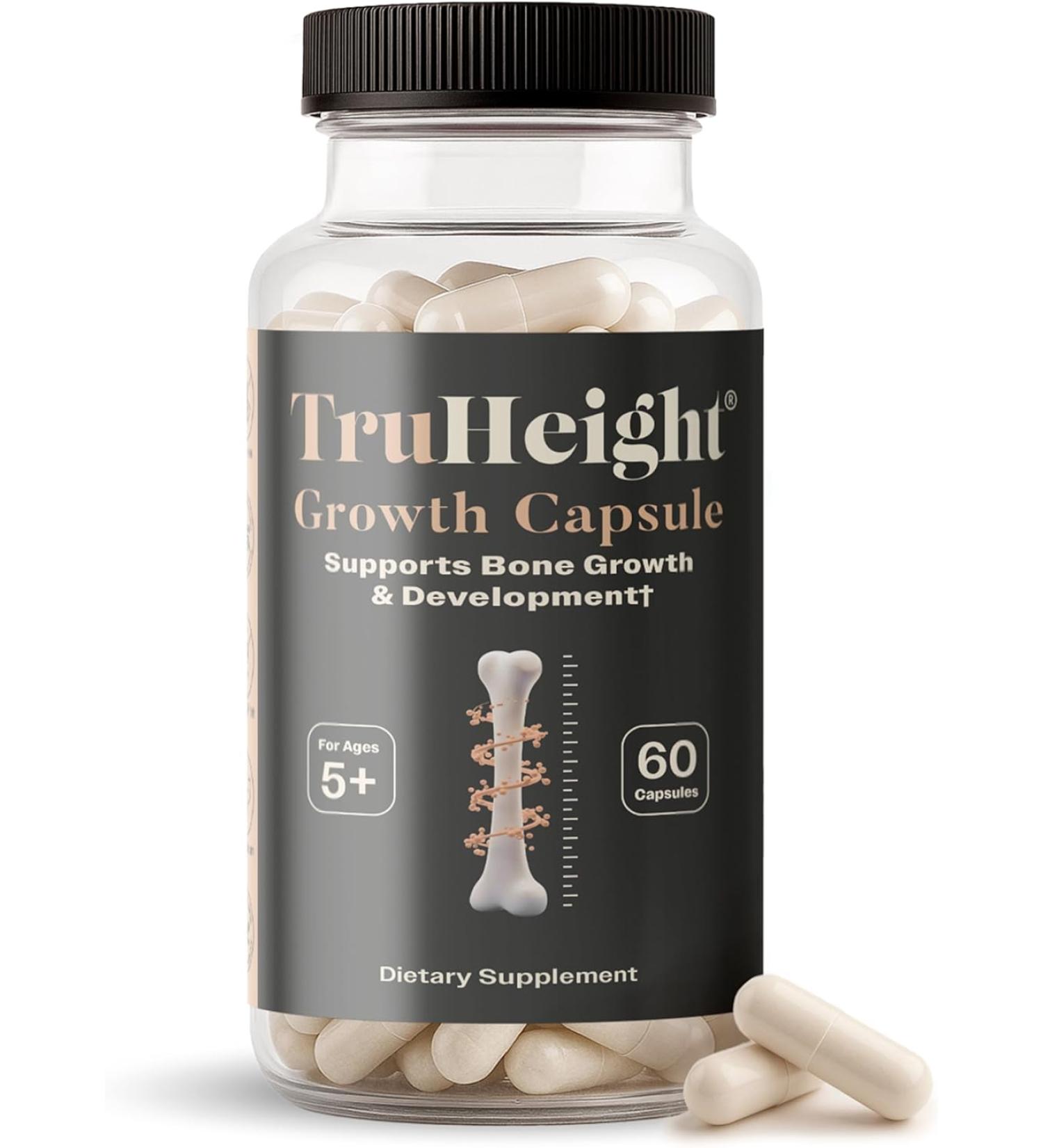 TruHeight Capsules - Natural Height Growth Maximizer for Kids, Teens & Young Adults - With Ashwagandha & Nanometer Calcium - Peak Height Booster - 60 Count - Buy Online on GoSupps.com