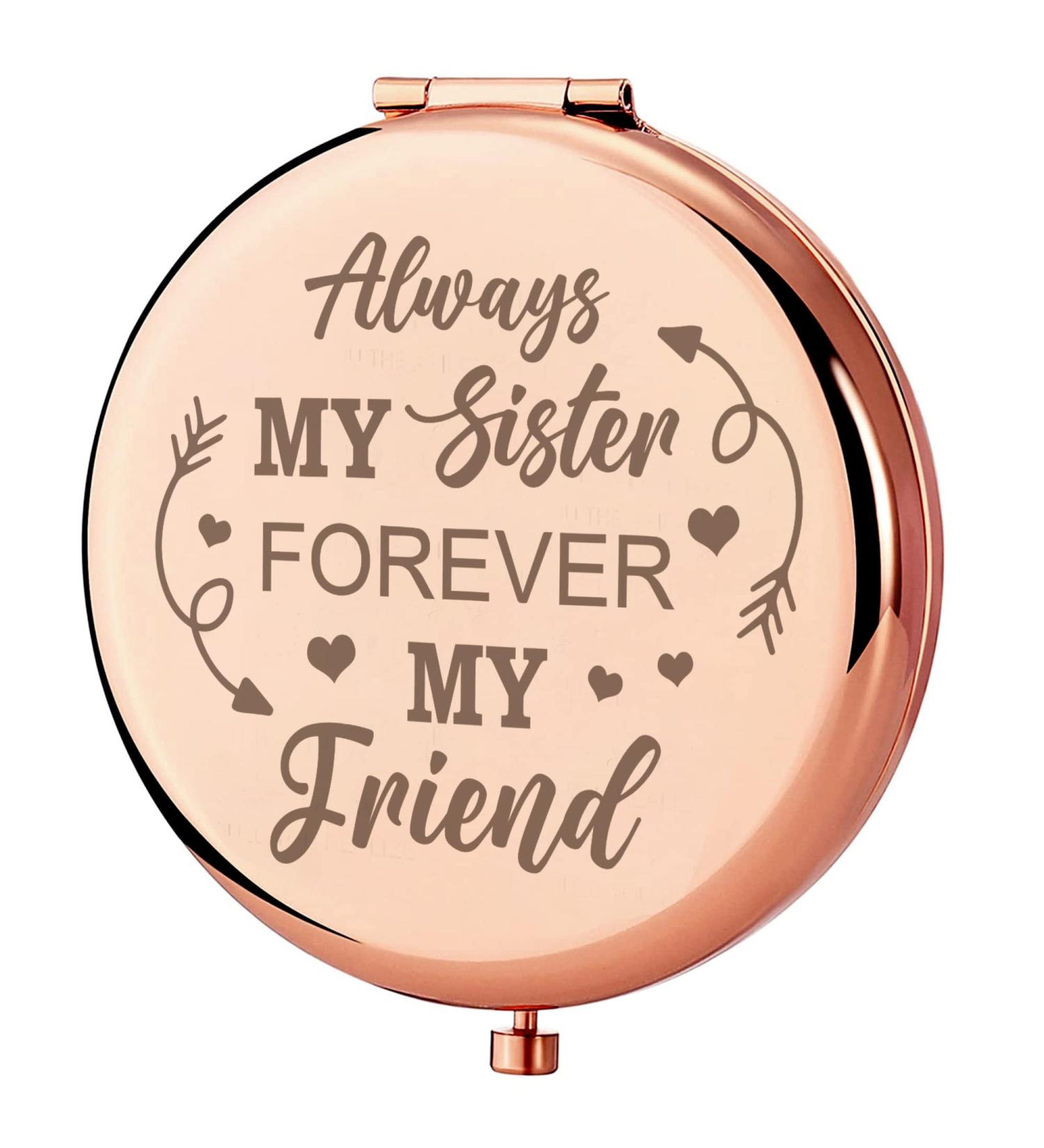 Sister Gifts: Rose Gold Compact Mirror - Perfect Birthday, Friendship, Valentine, Mother's Day or Thanksgiving Gift for Big/Little Sister - Buy Online on GoSupps.com