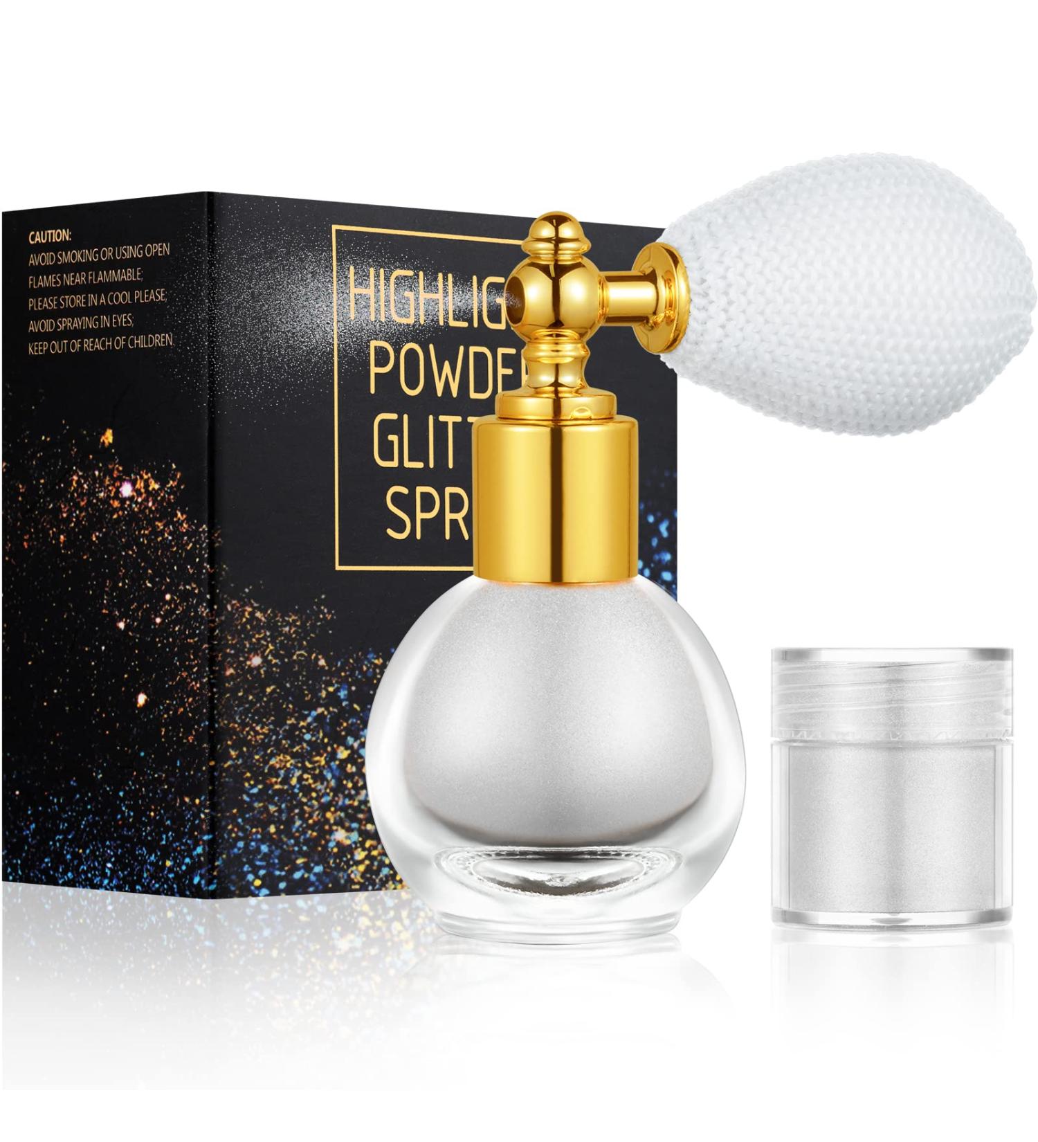 AOOWU Glitter Powder Spray - Shimmering Body & Hair Highlighter | Pearlescent Silver Sparkle for Face & Clothing - Buy Online on GoSupps.com