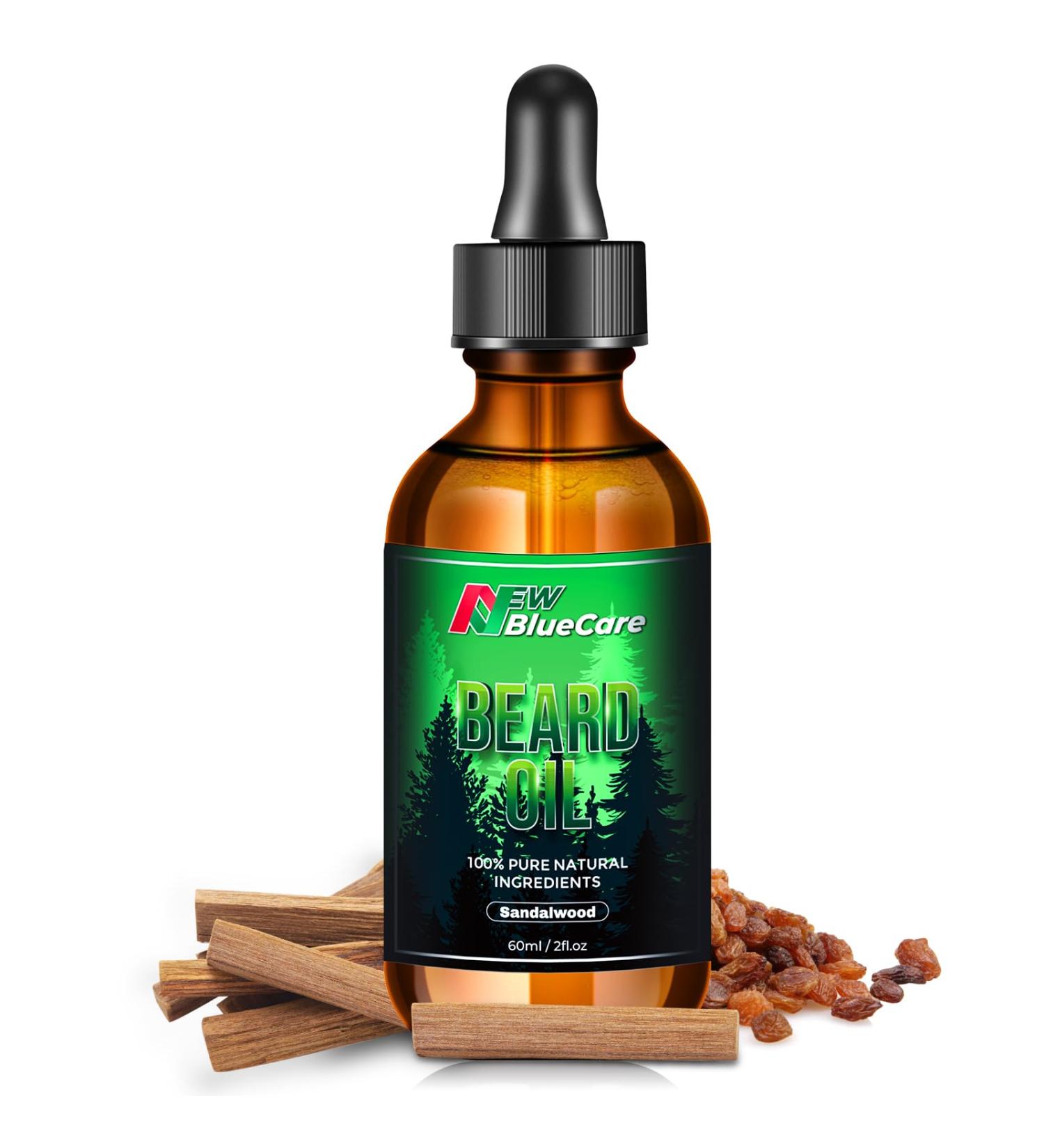 Beard Oil for Men - 100% Natural Sandalwood Scented Conditioner | Moisturizes & Softens Mustaches with Argan & Jojoba Oils | 60ml Leave-In Treatment - Buy Online on GoSupps.com