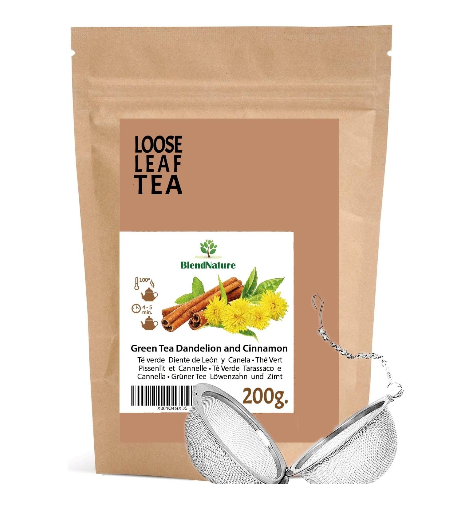 Th vert au pissenlit et la cannelle pour infusion 200g - DETOX diur tique purifiant - 100% naturel et v g talien + Comprend une boule d'infusion pratique en acier inoxydable - Buy Online on GoSupps.com