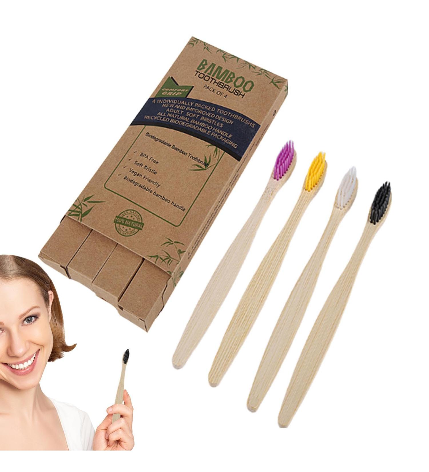 Charcoal Bamboo Toothbrushes - Soft Bristles Travel Toothbrush for Men & Adults - Eco-Friendly & Available in 4 Colors - Buy Online on GoSupps.com