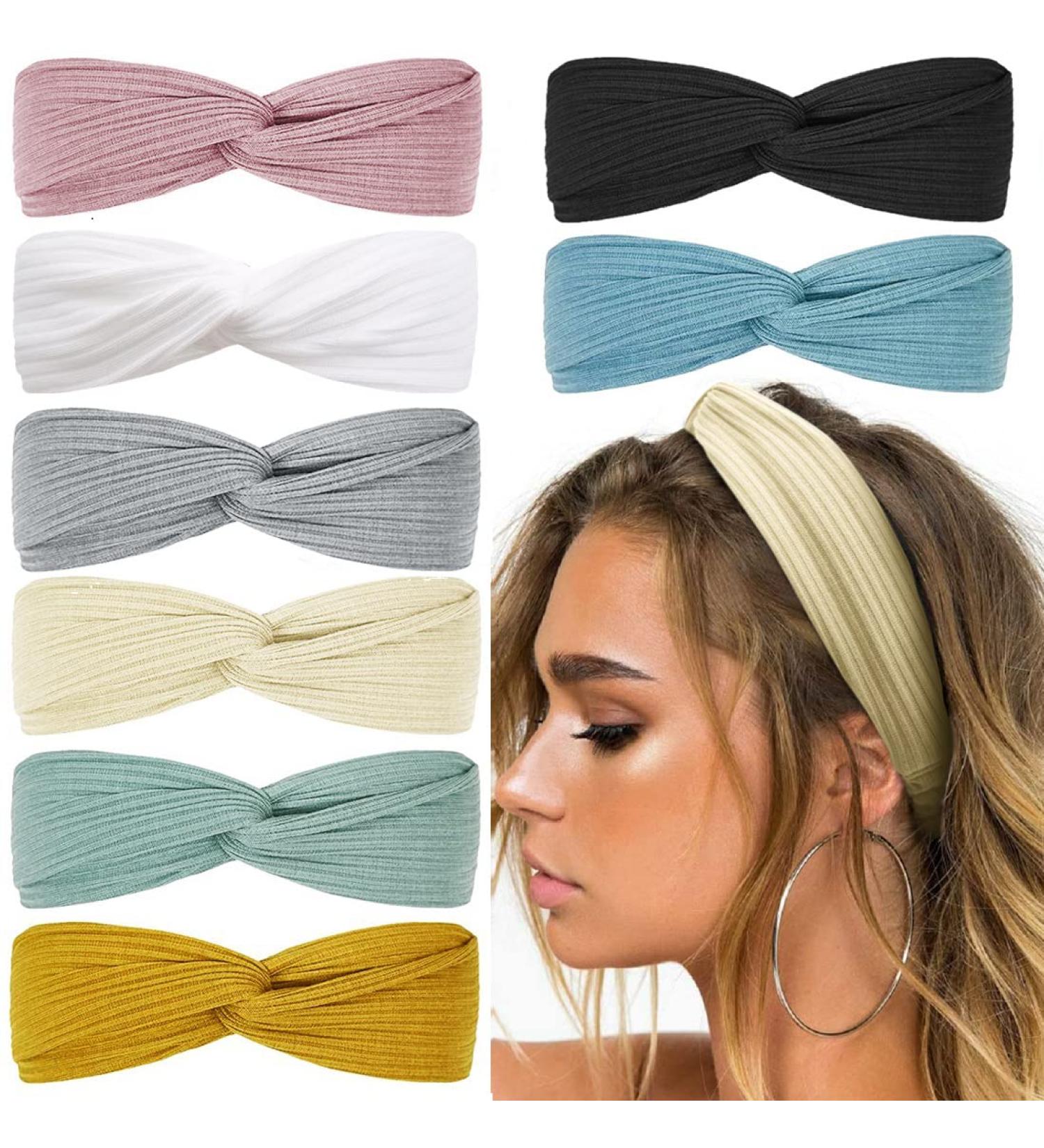 Huachi Boho Headbands for Women - Non-Slip Twist Hair Bands - Fashion Summer Hair Accessories - 8Pcs Solid Color Set - Buy Online on GoSupps.com