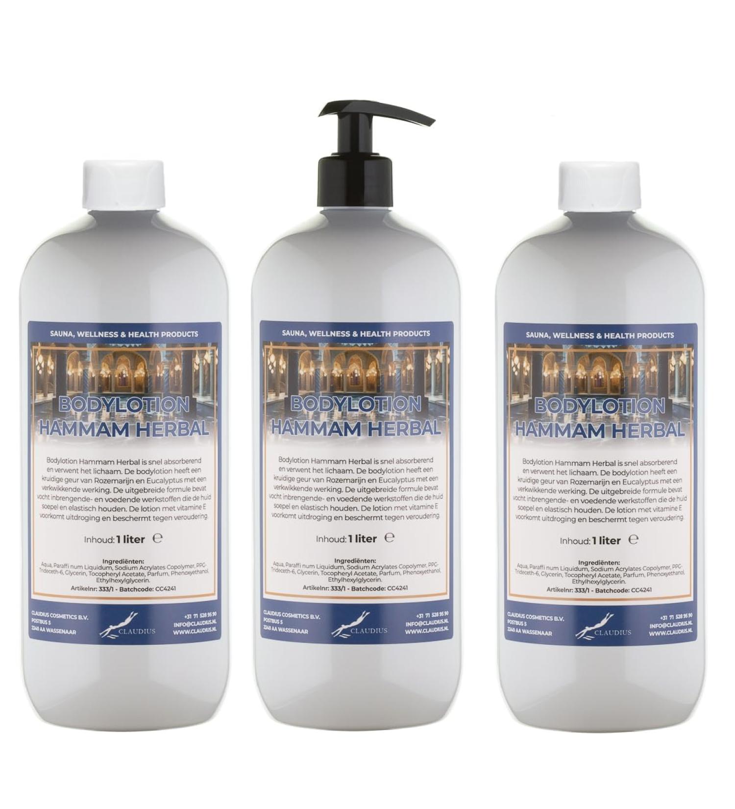 Claudius Body Lotion Hammam Herbal 3 x 1 Liter with free pump