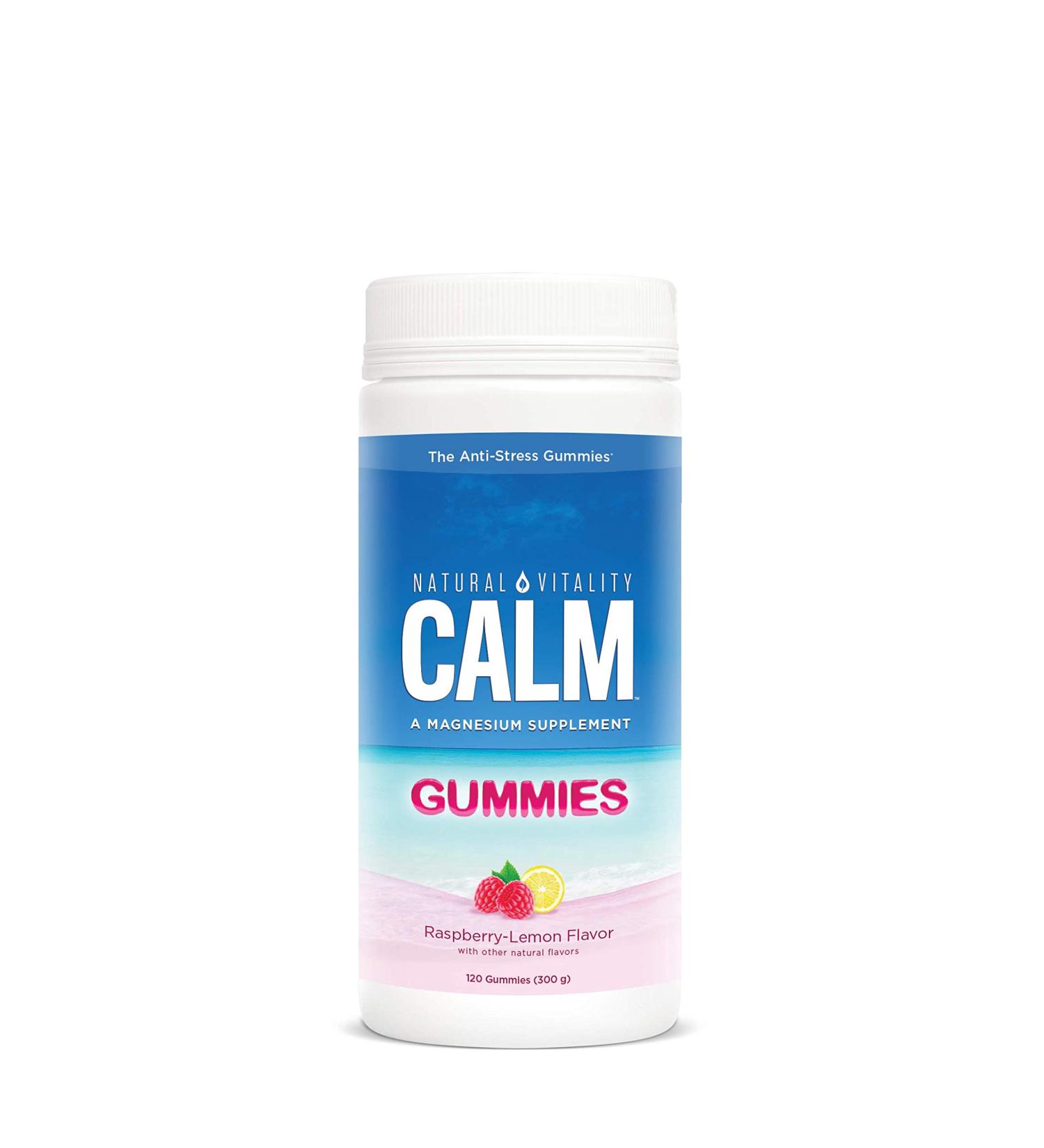 Natural Vitality Calm Gummies - Raspberry Lemon Anti-Stress Formula, 120 Count - Buy Online on GoSupps.com