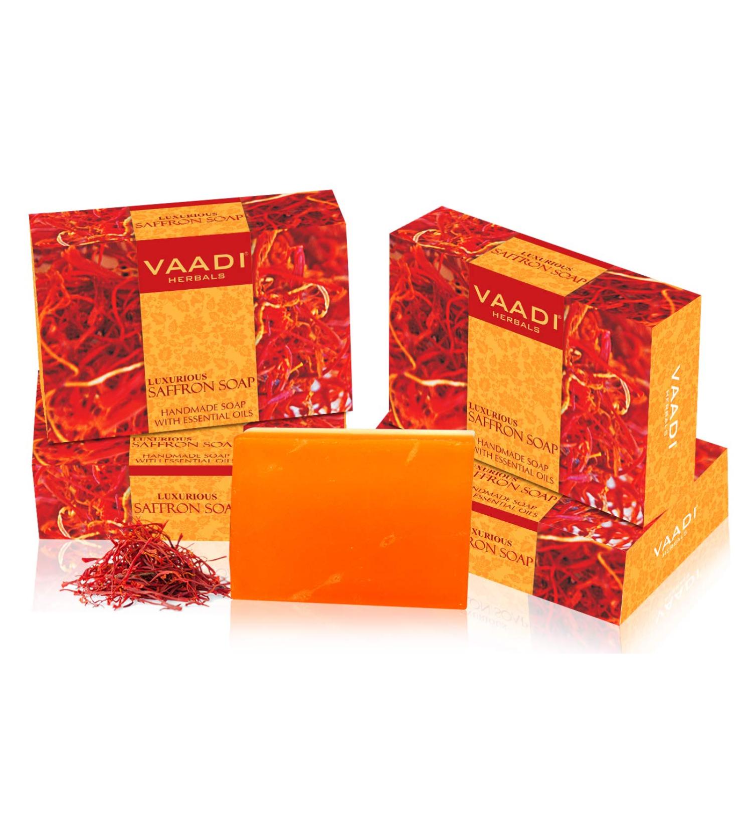 Vaadi Herbals Saffron Oil Bar Soap 5.3 Ounce Each (Pack of 4)