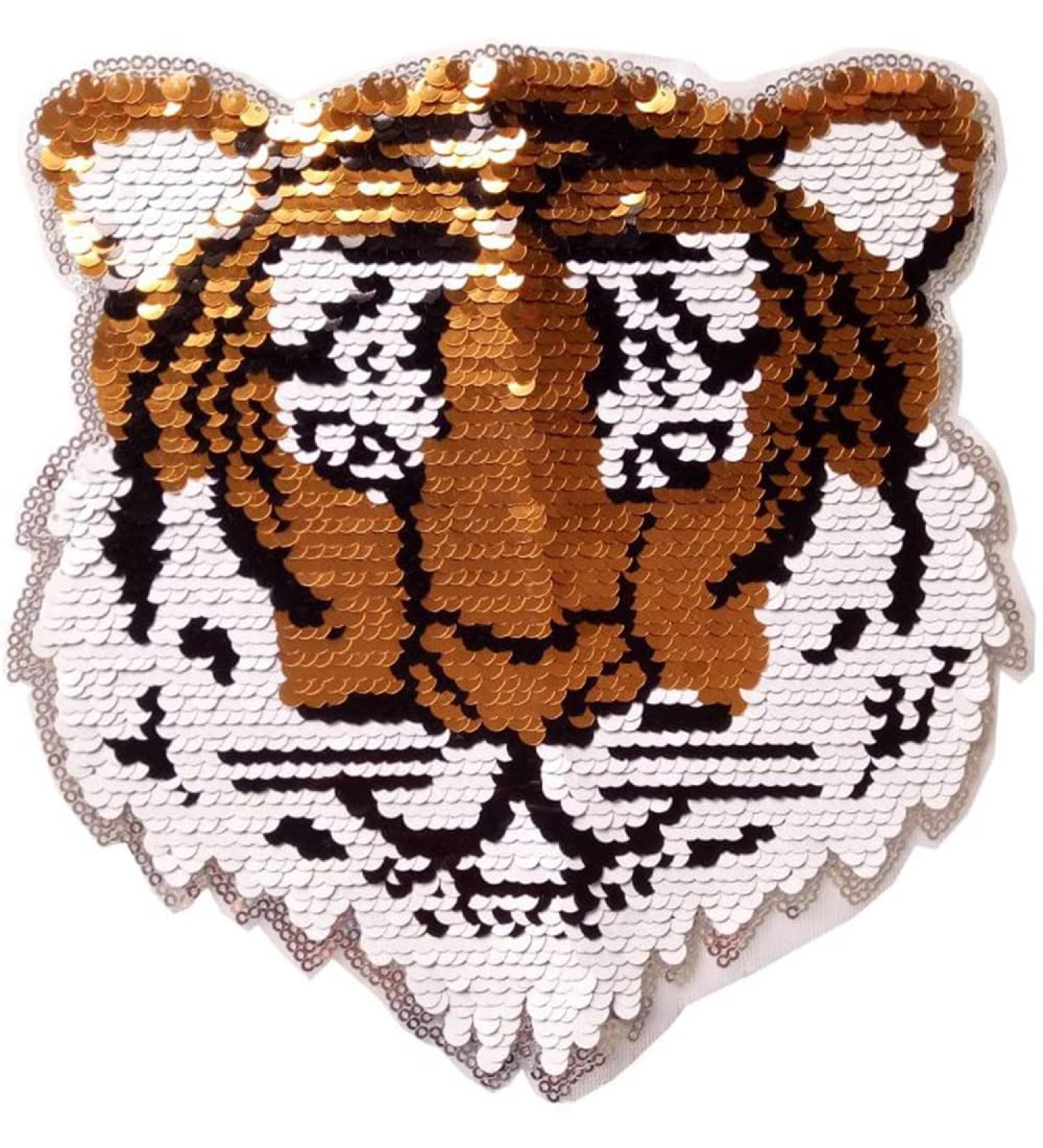 Color Changing Tiger Sequins Patch - Reversible Sew On Embroidered Applique for DIY Clothing Design - Buy Online on GoSupps.com