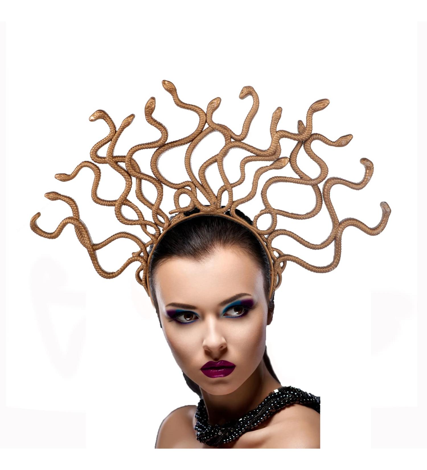 Faxianther Gold Snake Headband Halloween Costume Cosplay Headpiece Hair Hoop Scary Day Of The Dead Fancy Dress Party Masquerade Ball Snake Crowns Tiaras Hair Band - Buy Online on GoSupps.com