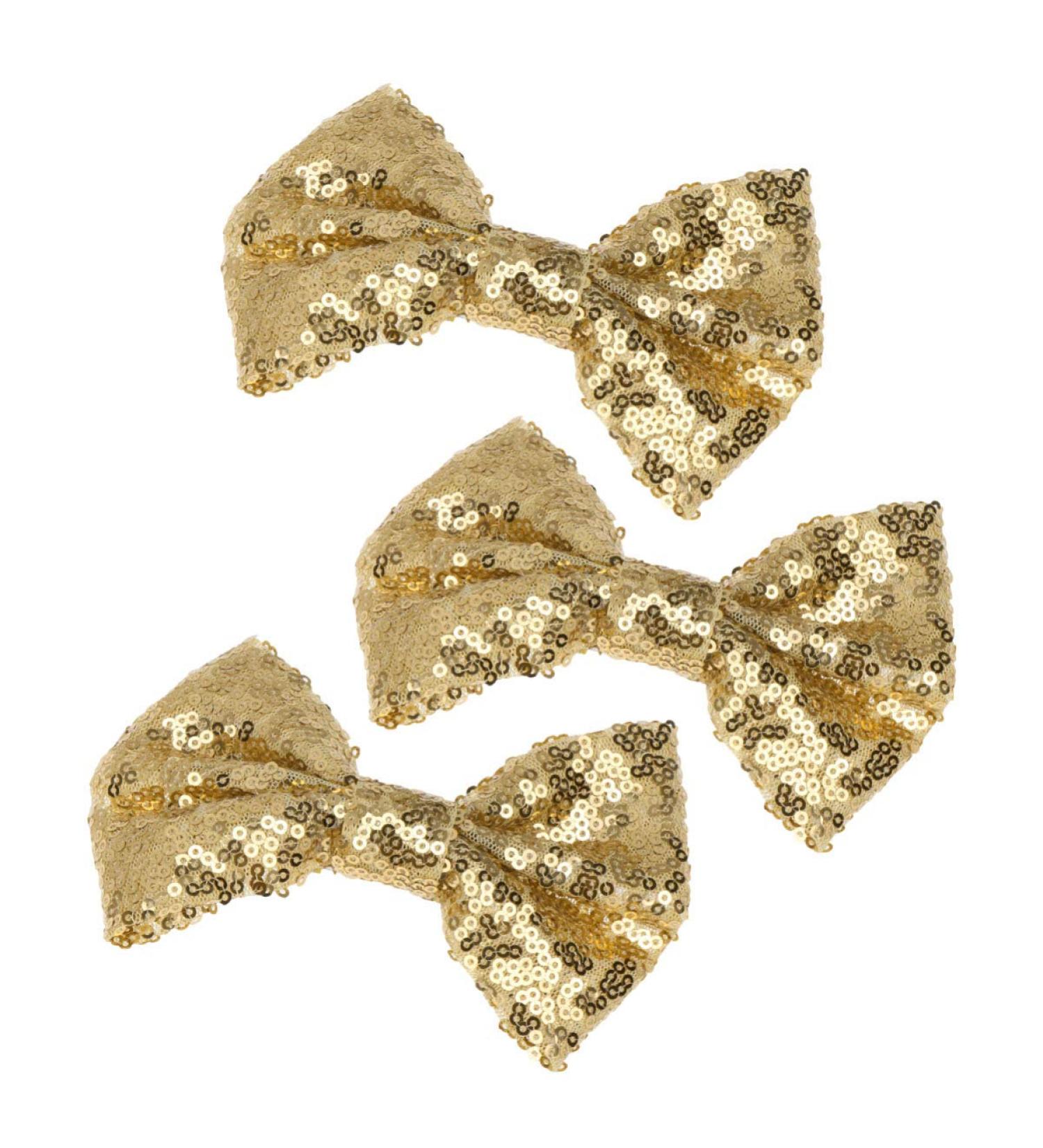Beaupretty 3-Piece Glitter Hair Loops & Sequin Clips for Baby Girls & Toddlers Bling Bowknot Hair Accessories (Golden) - Buy Online on GoSupps.com