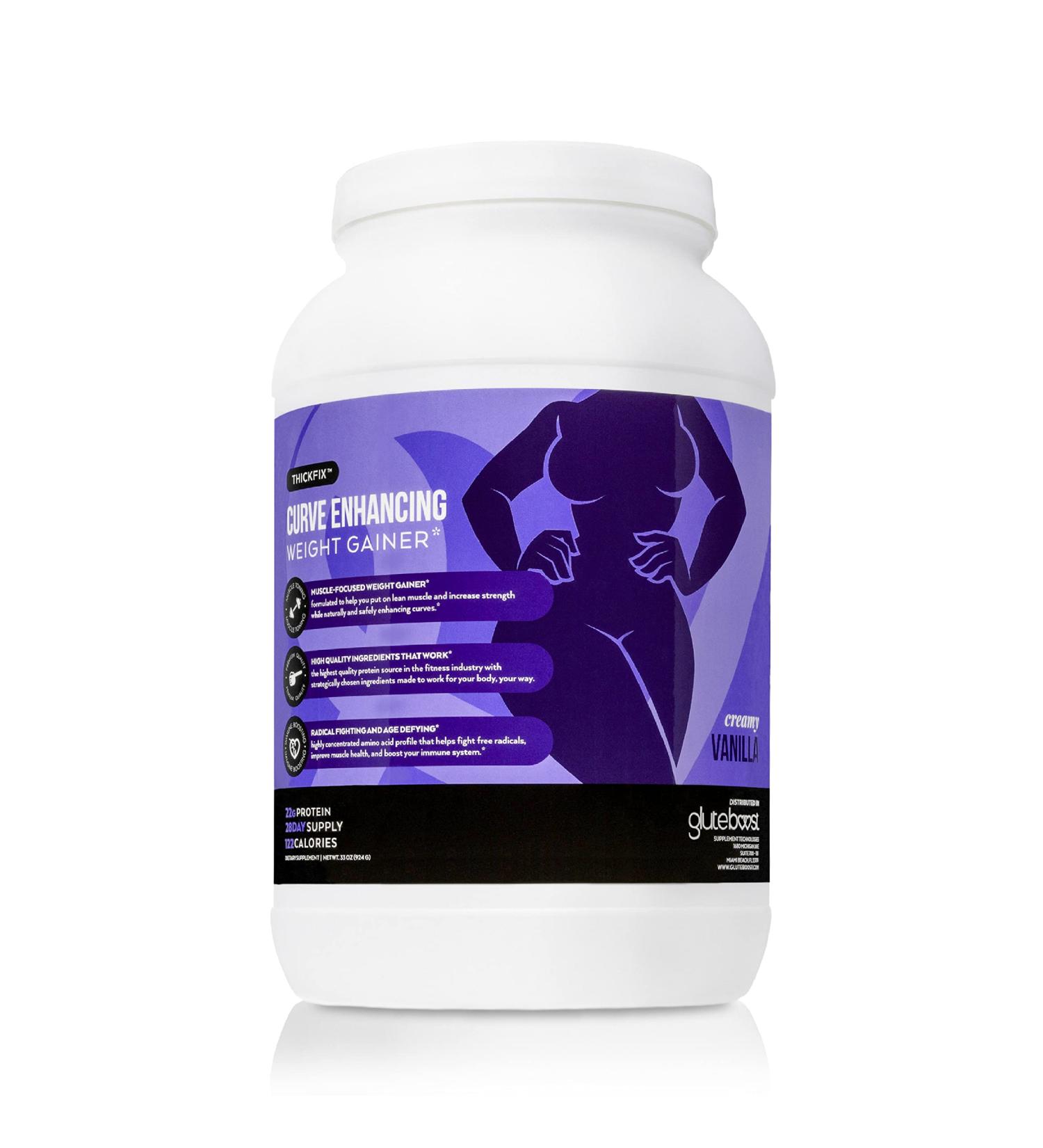 ThickFix Curve Enhancing Weight Gainer Shake - Grass-Fed Whey Protein Powder for Women - Increase Curves and Muscle Mass - Creamy Vanilla - 28 Servings - Buy Online on GoSupps.com